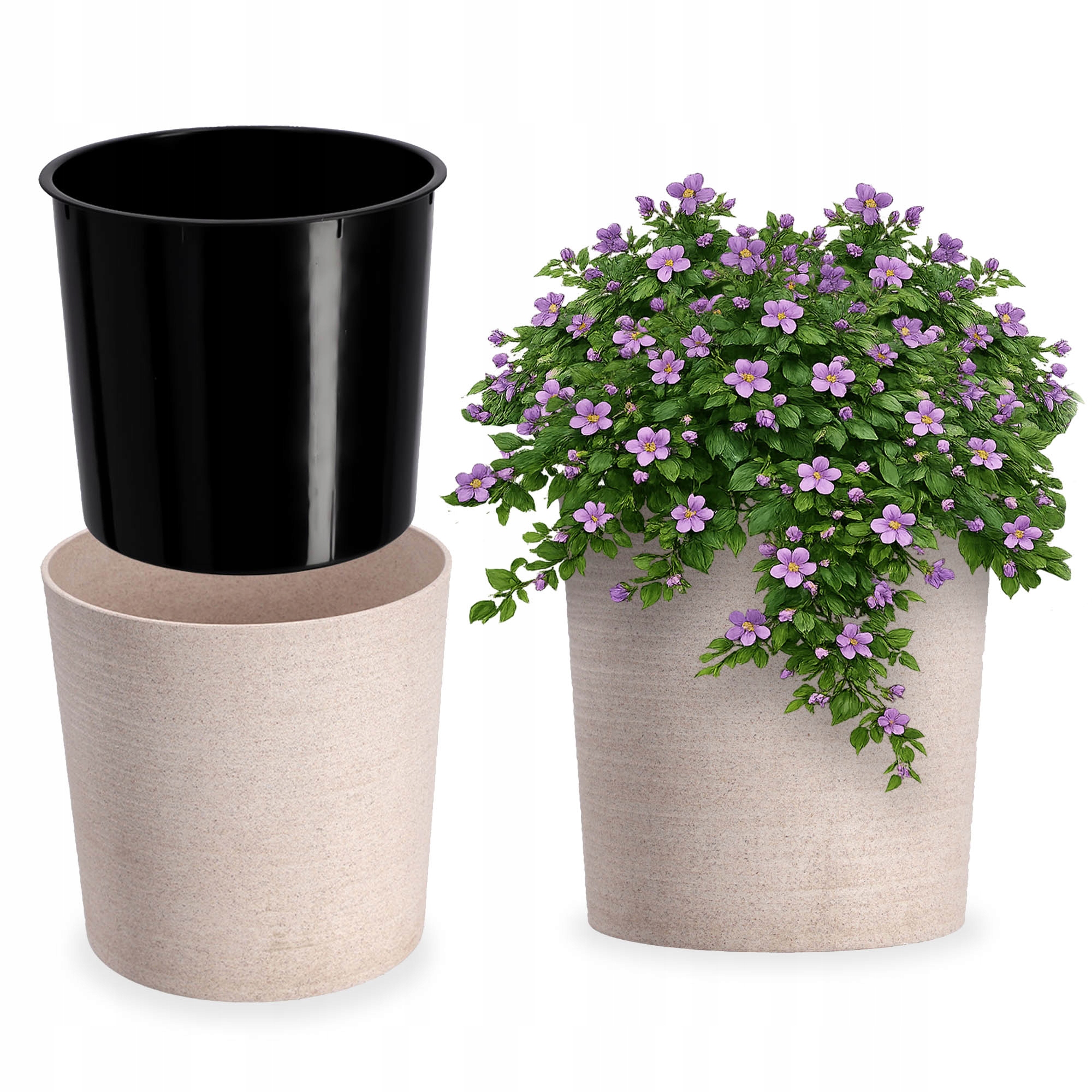 Květináč Obal Na Květináč Záhon 30 cm Vložka Do Obývacího Pokoje Béžová