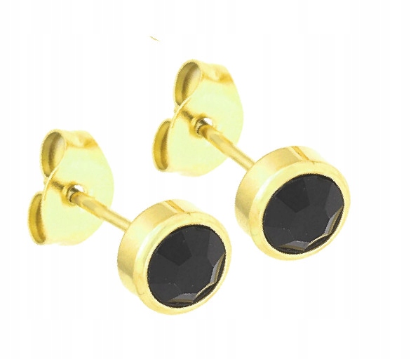 

Kolczyki Złote Cyrkonie Black 6 mm Stal 316 L
