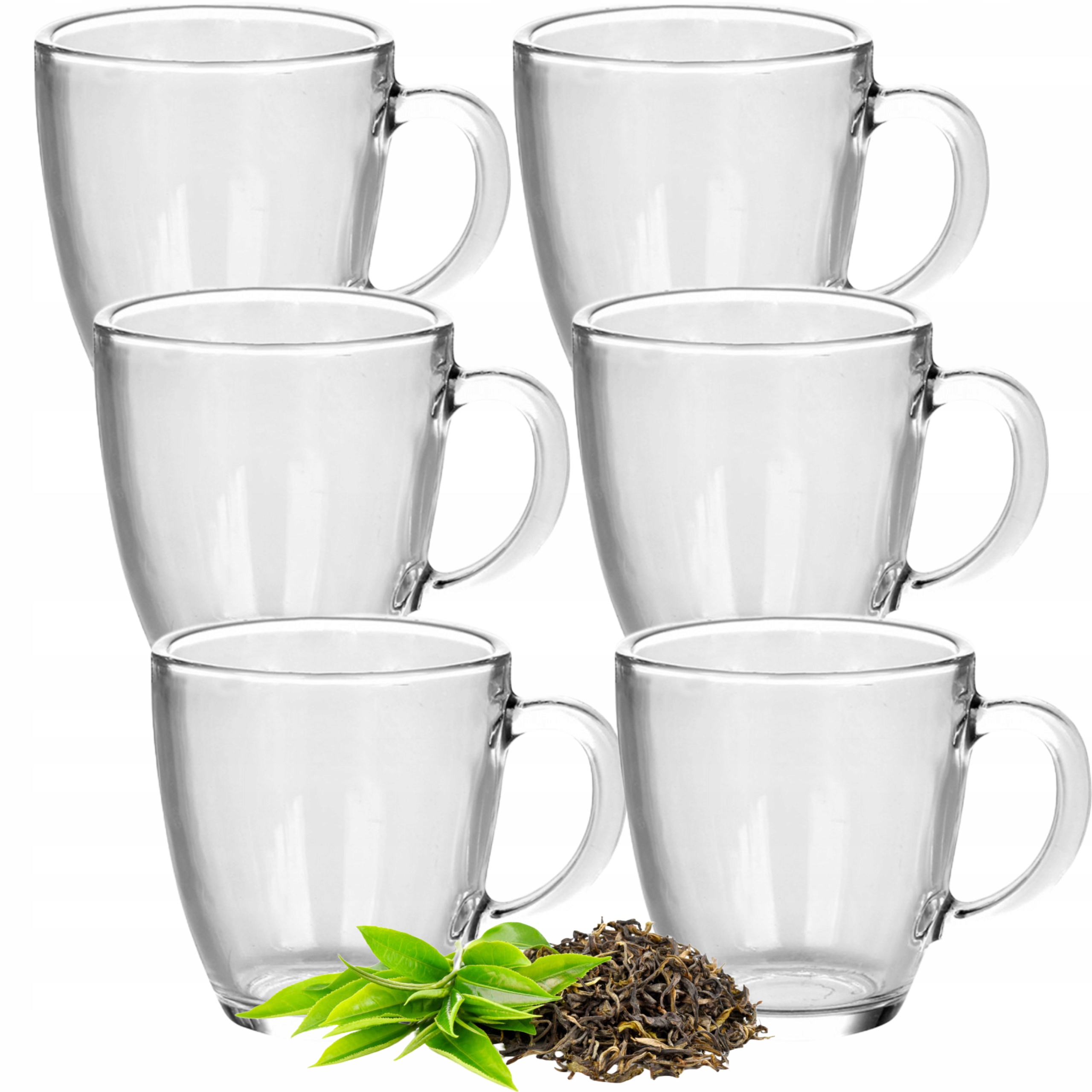 

Komplet 6 Szklanek Kubek Ucho 360ML Do Herbaty Sok