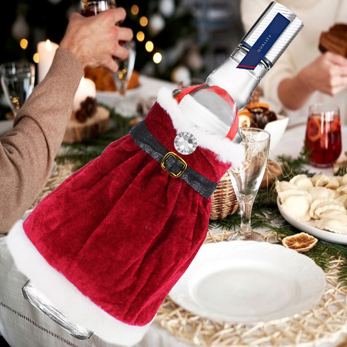 POKROWIEC ŚWIĄTECZNY NA WINO BUTELKĘ ETUI ŚWIĄTECZNE UBRANKO NA ŚWIĘTA Marka inna