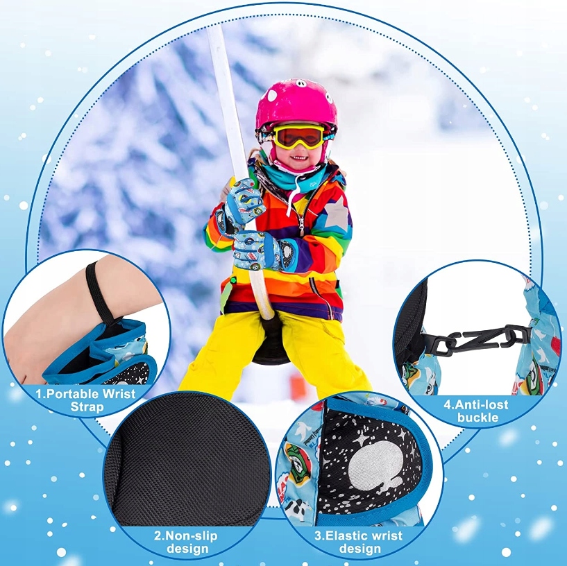 RĘKAWICZKI ZIMOWE DZIECIĘCE NARCIARSKIE NA ŚNIEG 3-5 LAT Rozmiar (new) 50 (poniżej 50 cm)