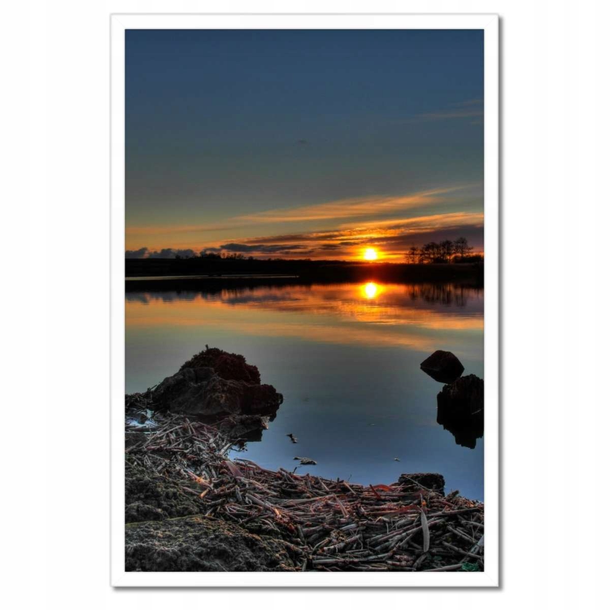 Plakáty v rámu 40x60 Slunce zapadající jezero