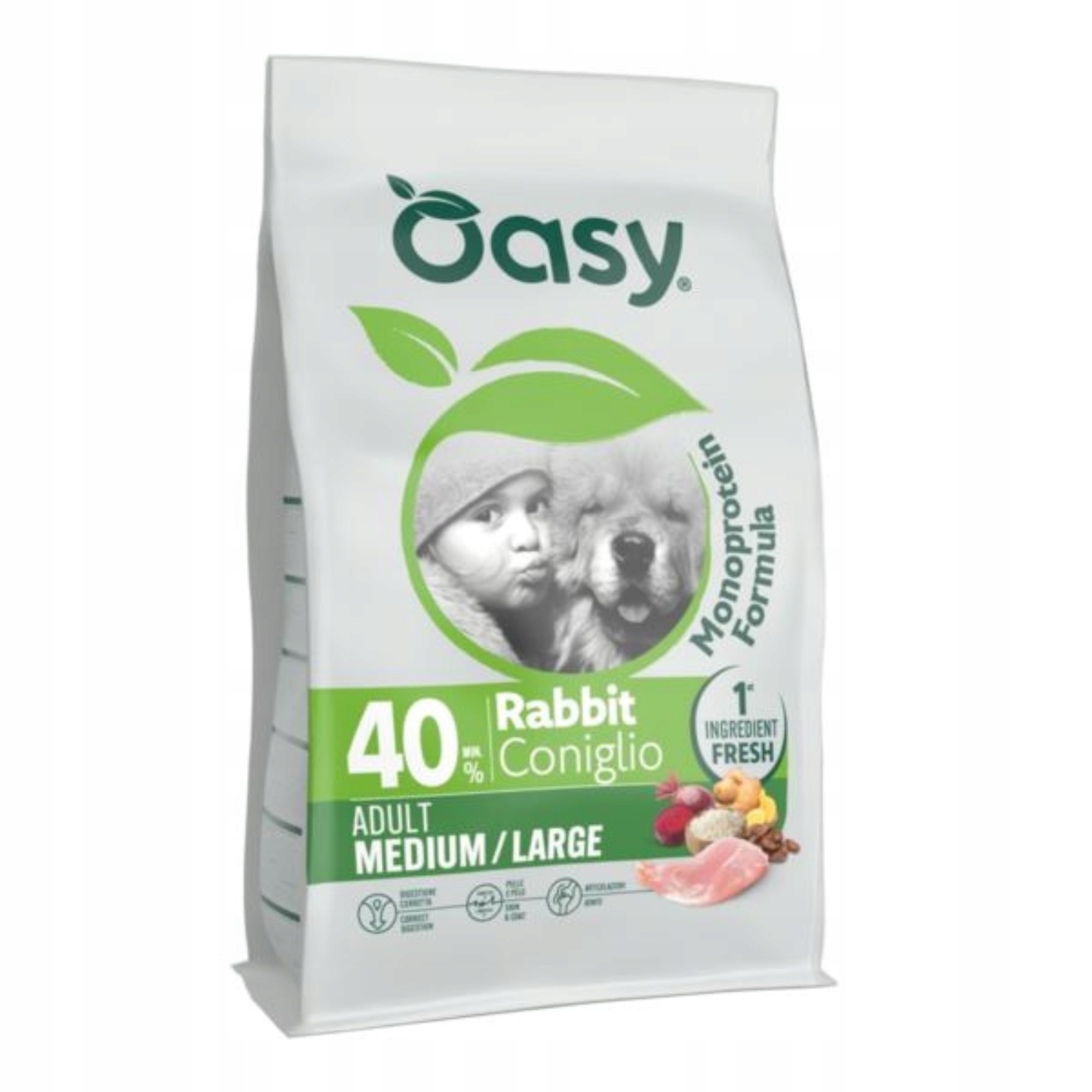 Oasy Monoprotein Adult M/L królik 10kg