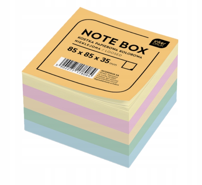 

Kostka notes biurowa nieklejona kolor Int 85x85x35