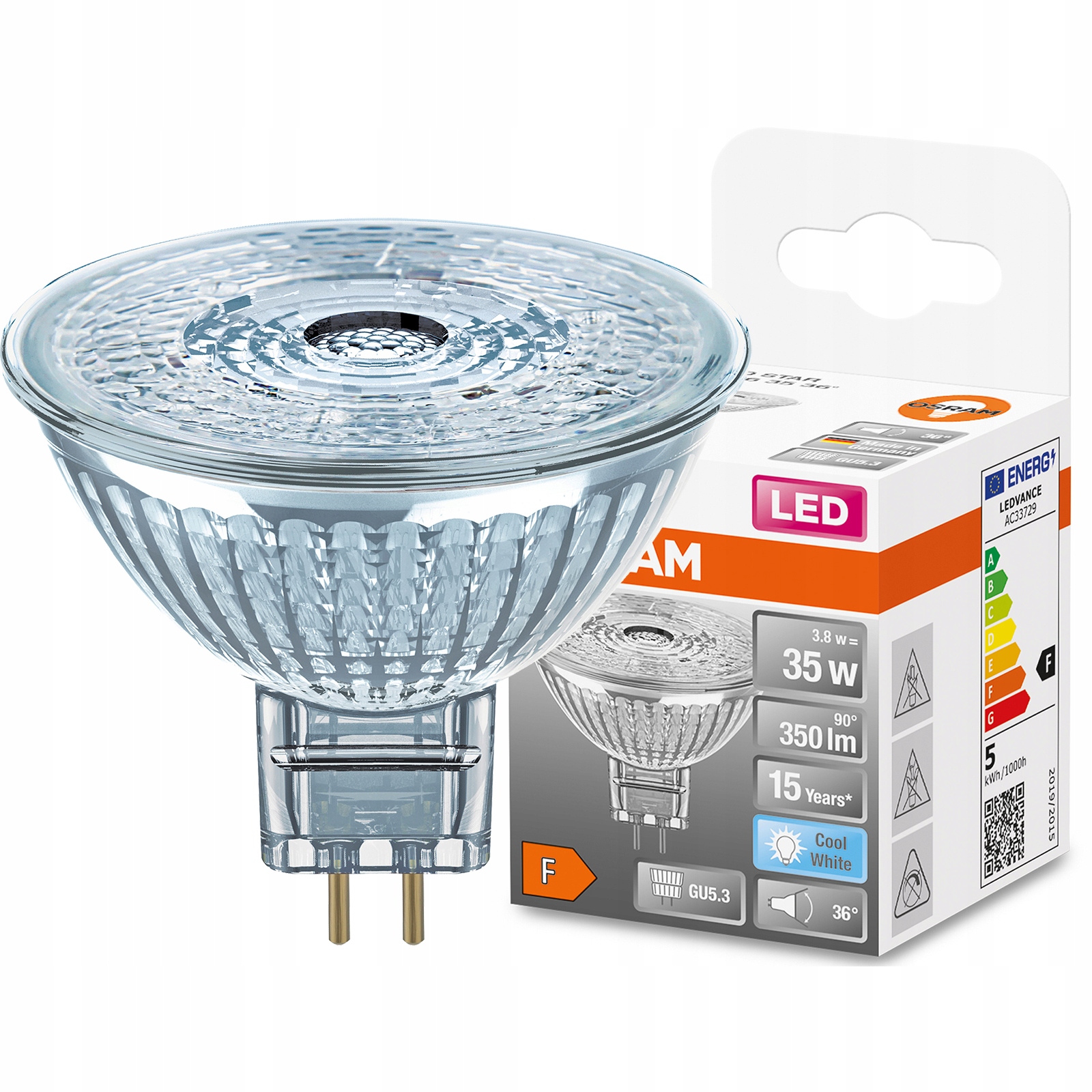 

Żarówka Led GU5.3 MR16 3,8W 35W 350lm 4000K Osram