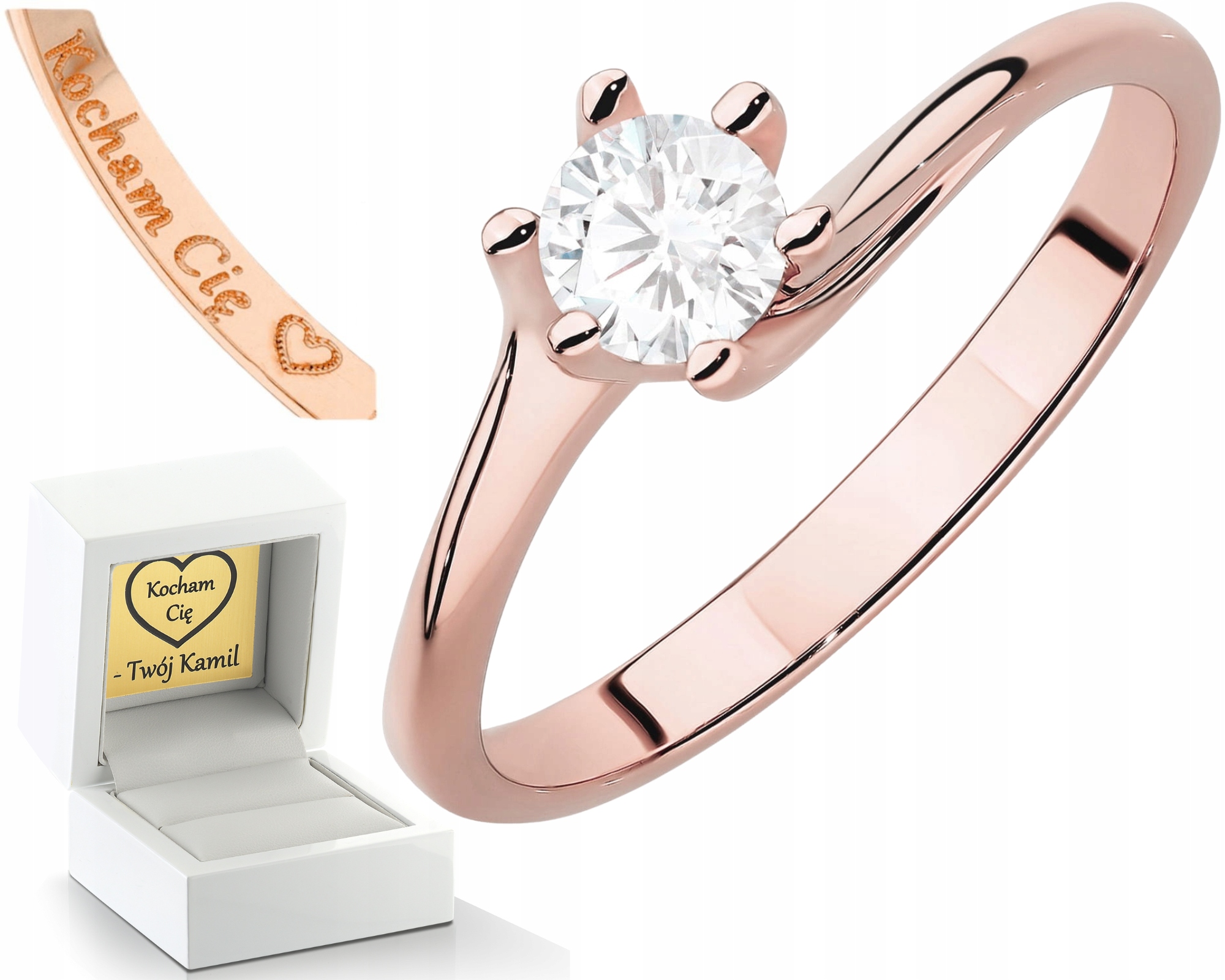 Růžové Zlato Bohatý Prstýnek Diamant Lab 0,50 Ct Jako Dárek 585