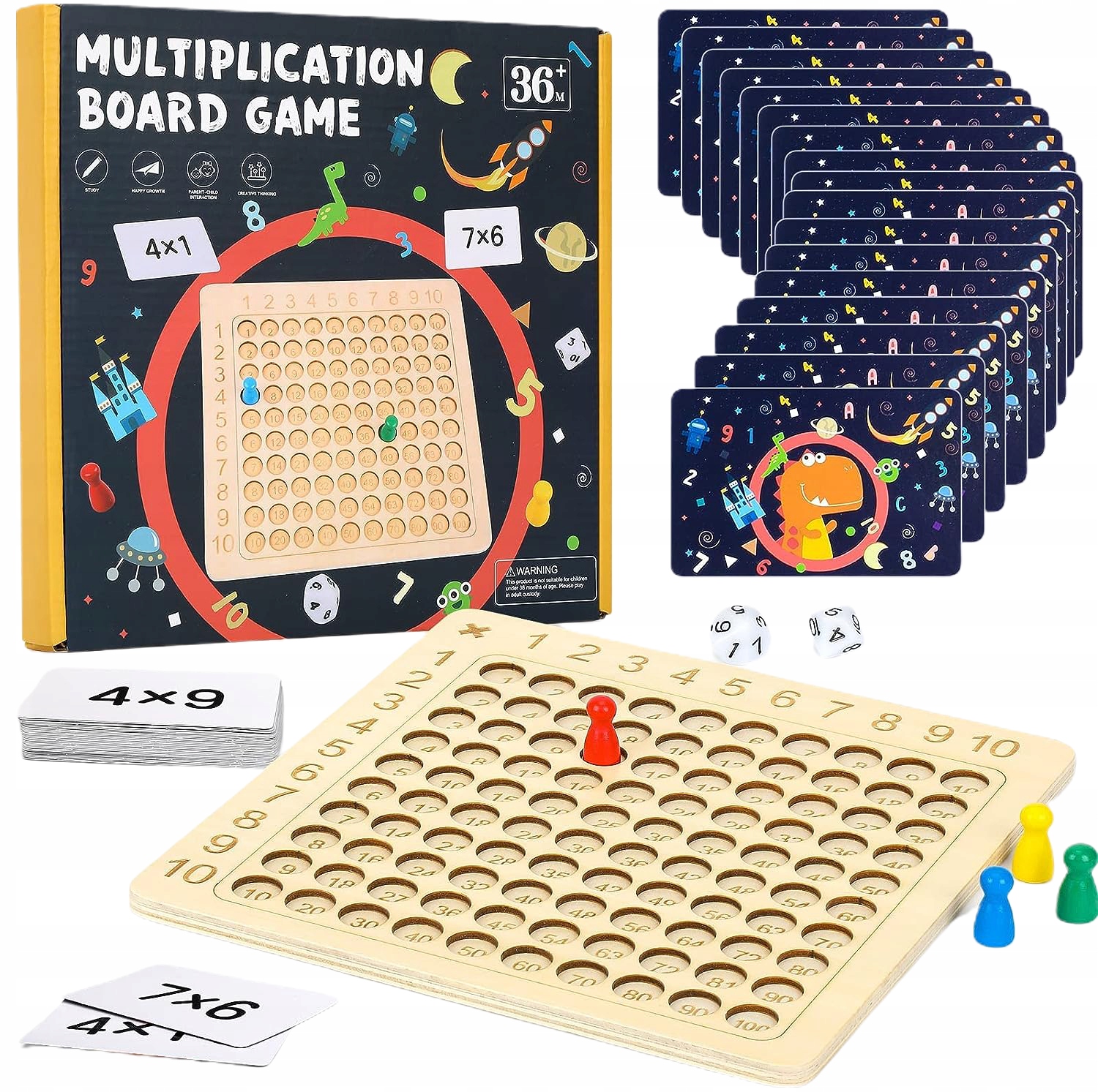 GRA EDUKACYJNA PLANSZOWA NAUKA TABLICZKI MNOŻENIA PREZENT ŚWIĘTA GWIAZDKA