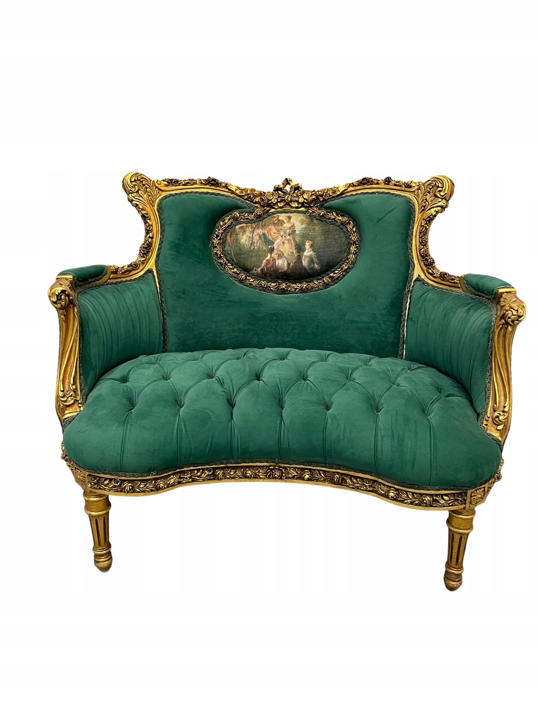 BAROKOWA - STYLOWA SOFA ZIELONA Z OBRAZKIEM