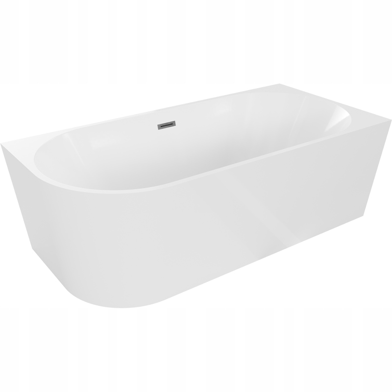 Mexen Mia volně stojící rohová vana pravá 170 x 80 cm, bílá, odtok gun gray