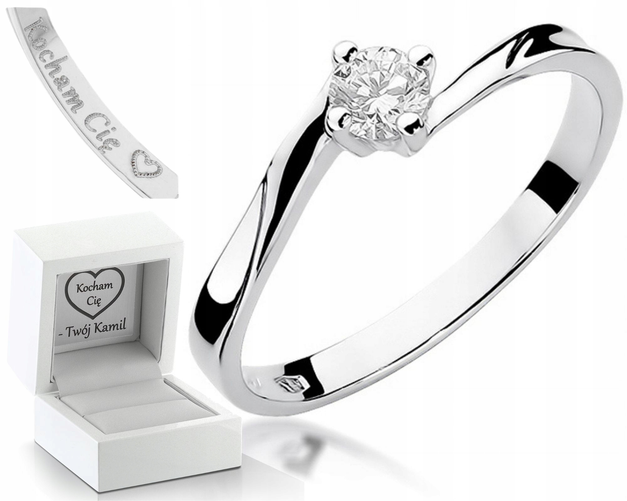 Zlatý Prstýnek S Diamantem 585 0,20 Ct Gravírování Pro Ženu