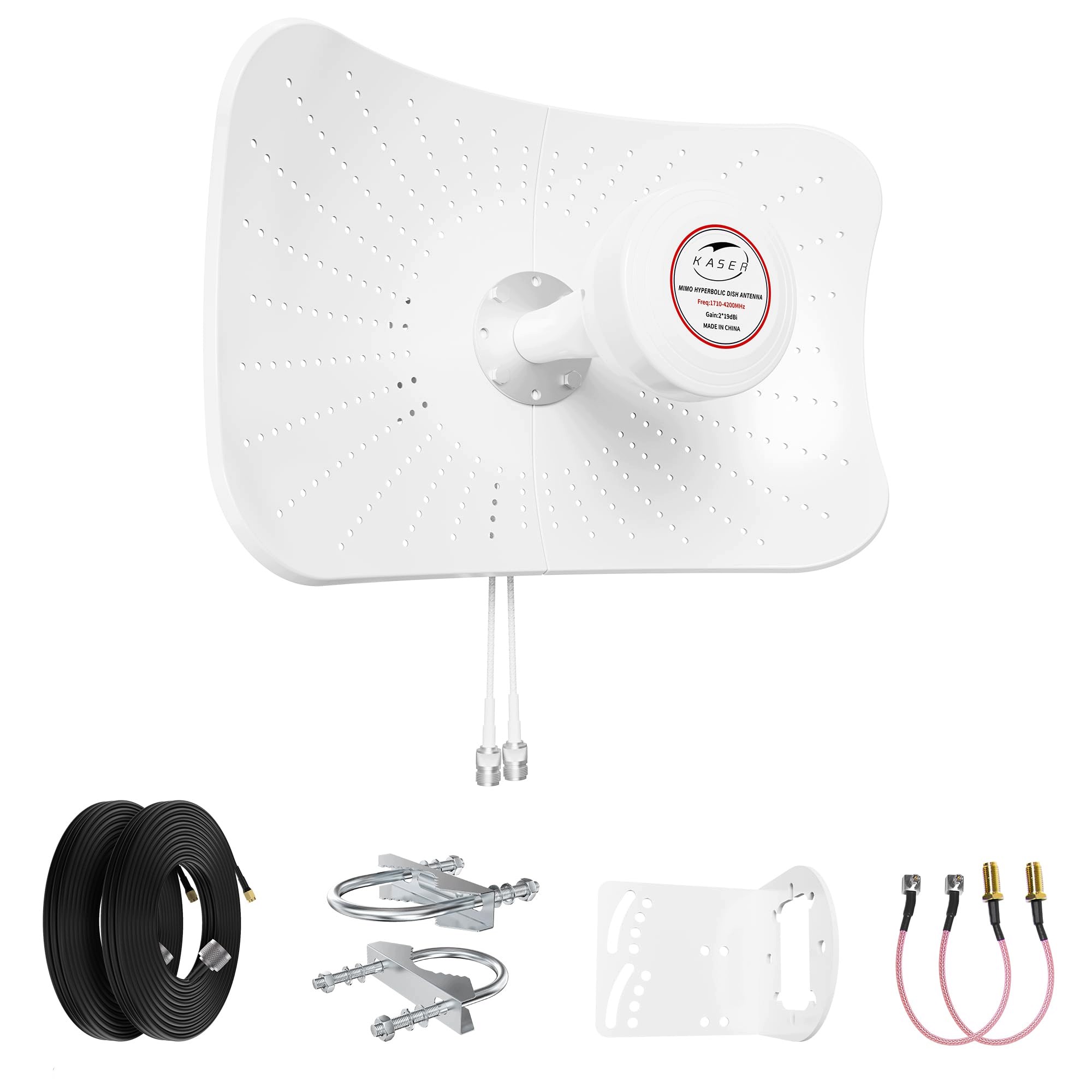 Anténa Kaser I přes 1710-6000 MHz zisk 19 dBi konektor N-sma TS9 Kabel 10M