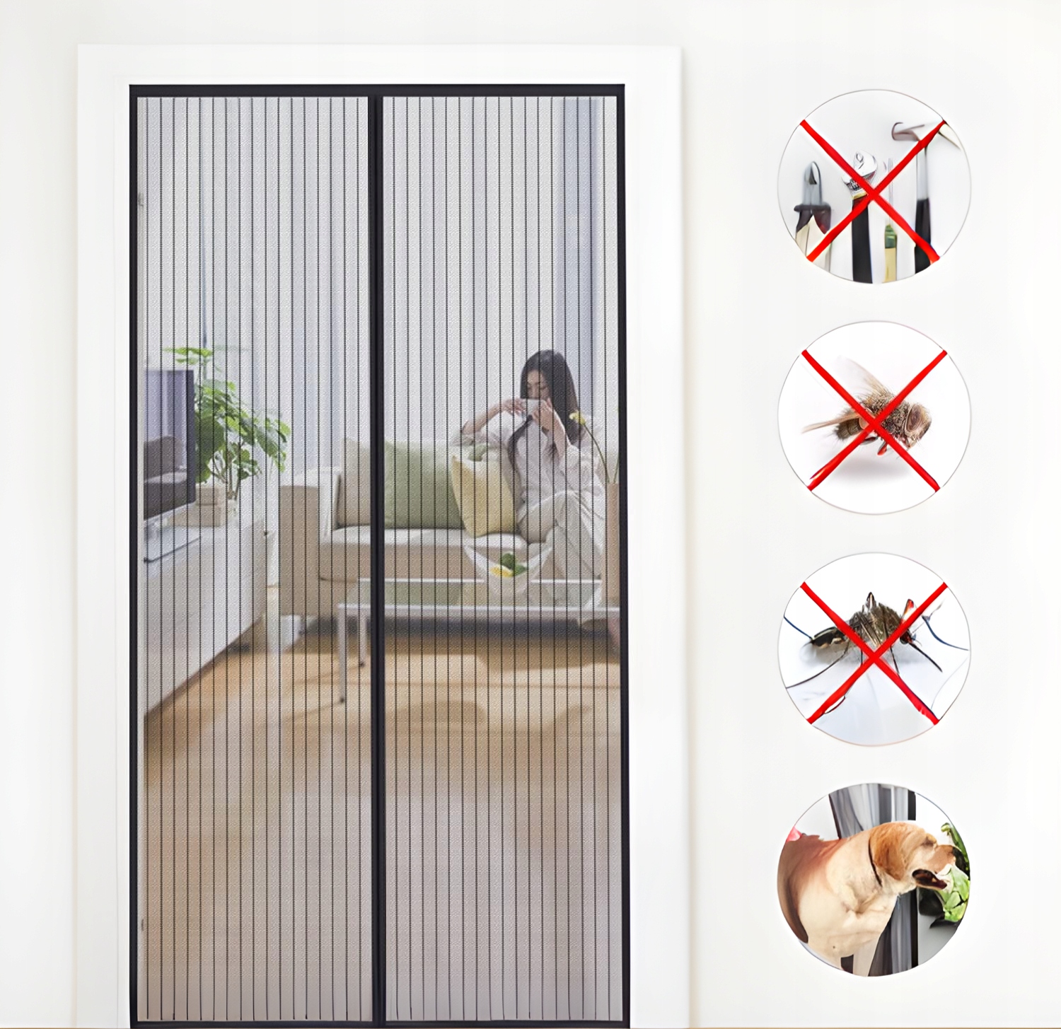 Moskytiéra 120 x 210 cm Síťka Proti Komárům Hmyz Na Dveře