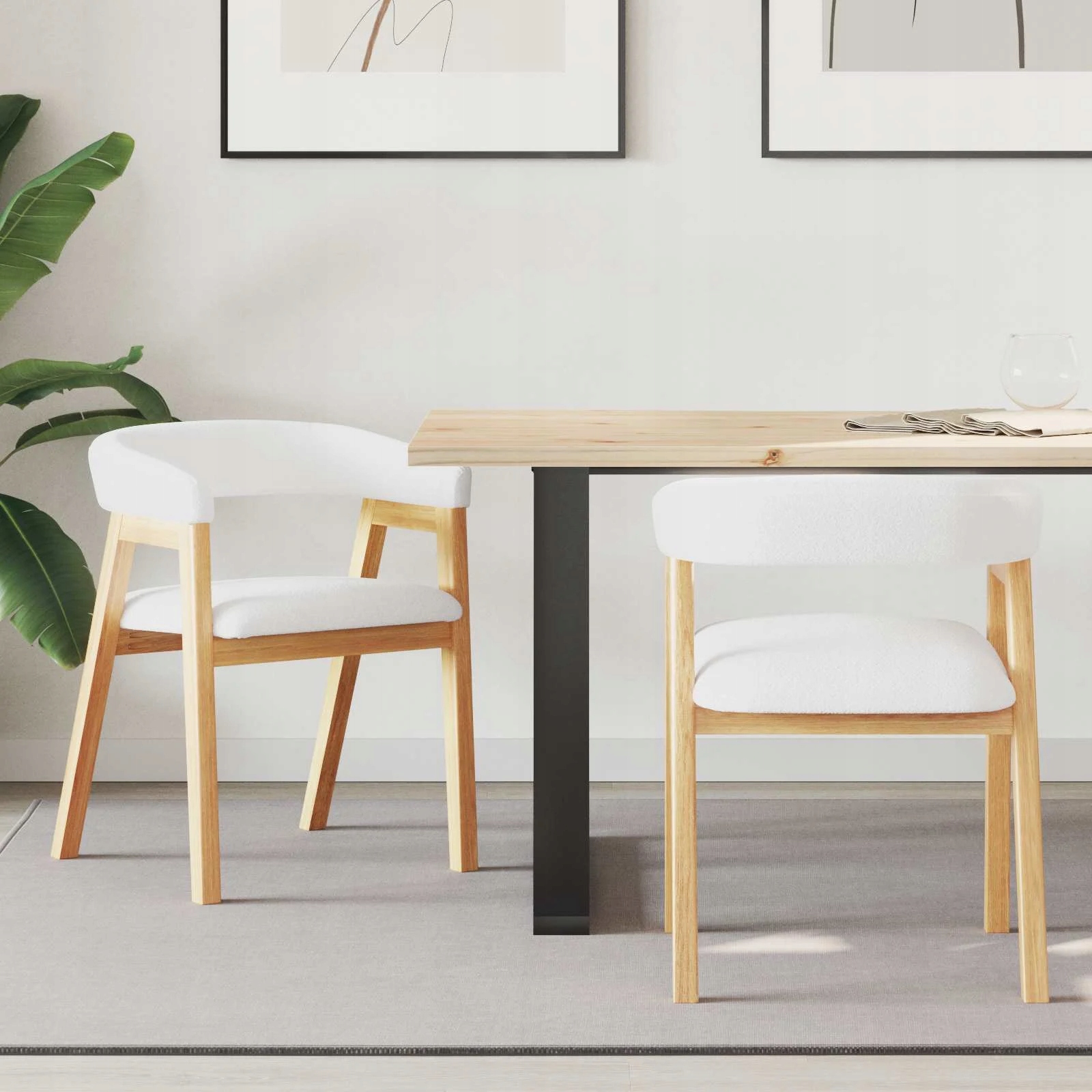 vidaXL Jídelní židle 2 pcs Přírodní 54 x 57 x 73 cm