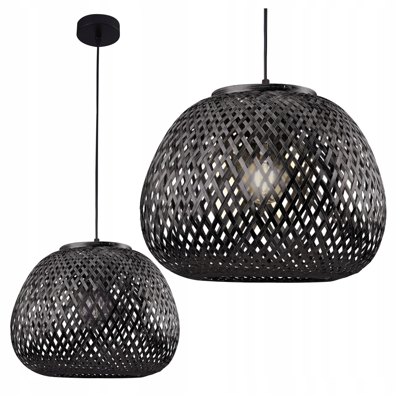 Závěsné Stropní Svítidlo Zwis E27 černá Bamboo Natural Sanico Goldlux