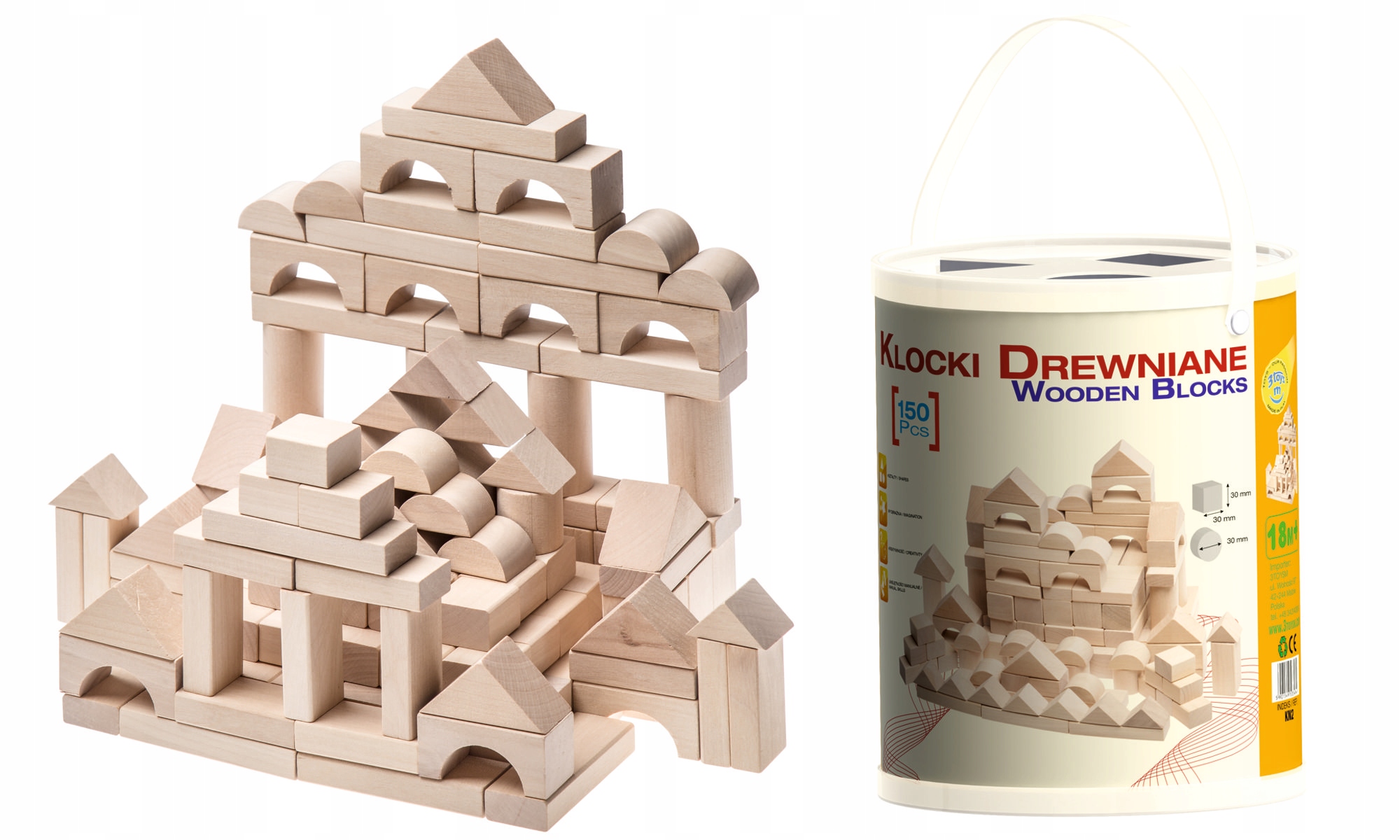 

Naturalne Drewniane Klocki W Wiaderku Sorter 150EL