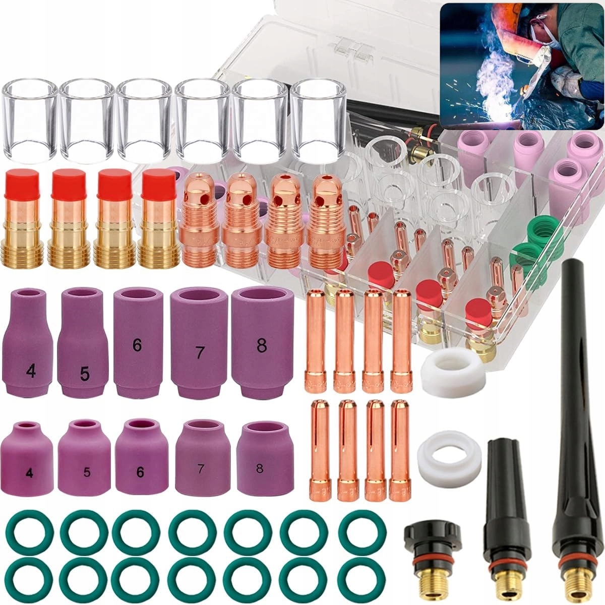 49X Startovací sada Tig akcesoria čočka tryska WP17/18/26-PLYNOVÁ Čočka