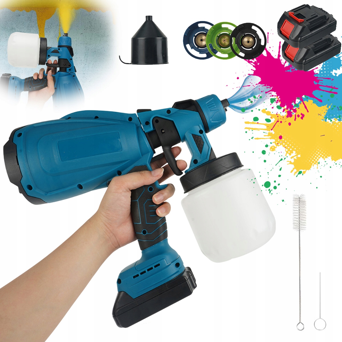 18V Bezdrátová Pistole Na Malování Stěn S 2 Akumulátory 800 ML, Výkonná