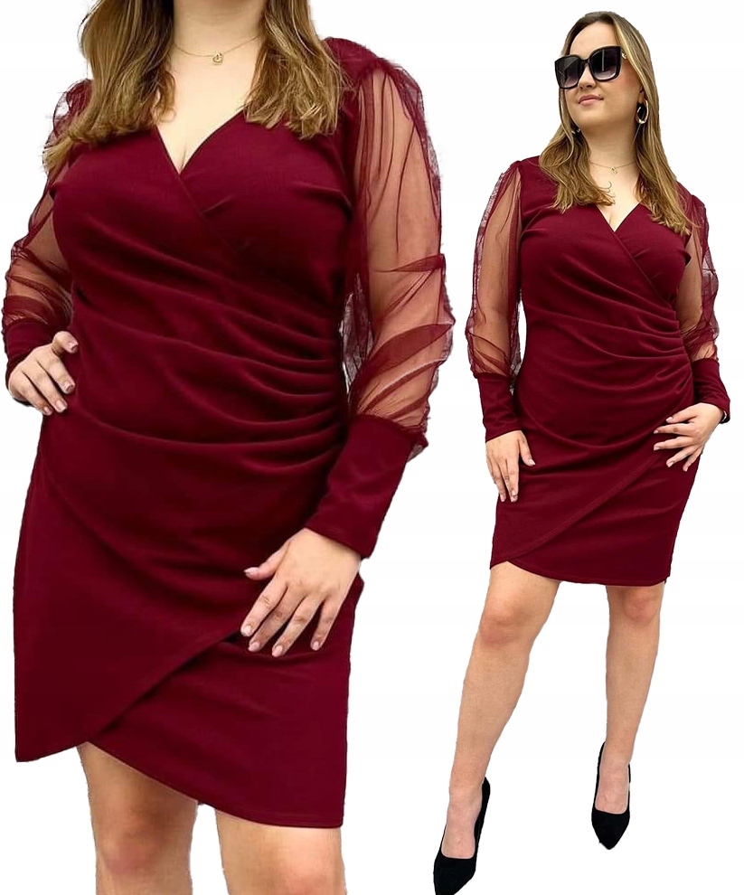 Šaty Midi Korunka Bordó Elegantní Barvy řasení vel. 42