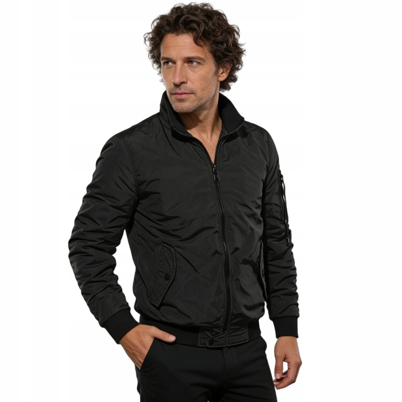 Pánská přechodová bomber bunda s podšívkou a elastickými manžetami