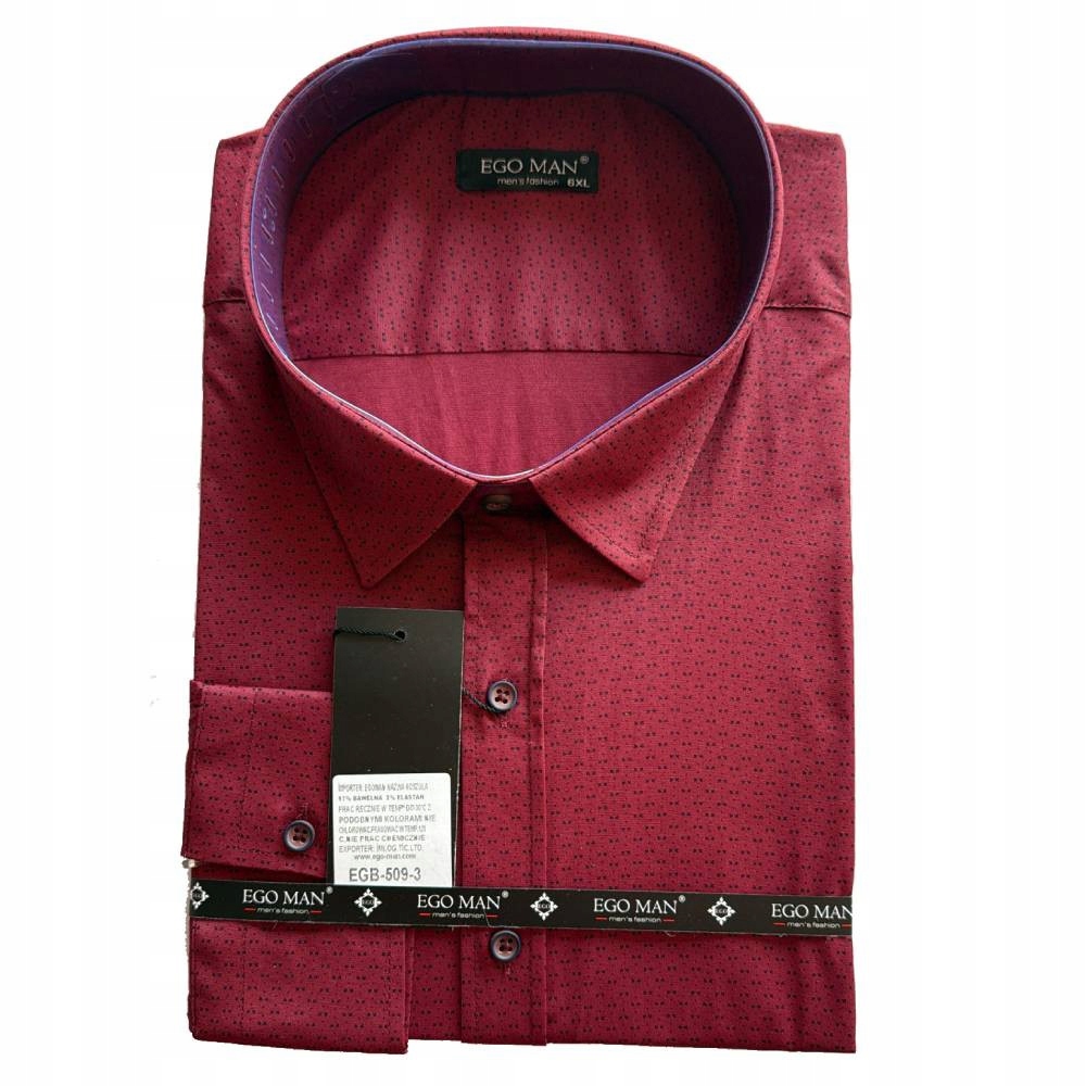 Ego Man košile pánská EGB-509-3 regular fit nadměrná velikost 4XL bordó