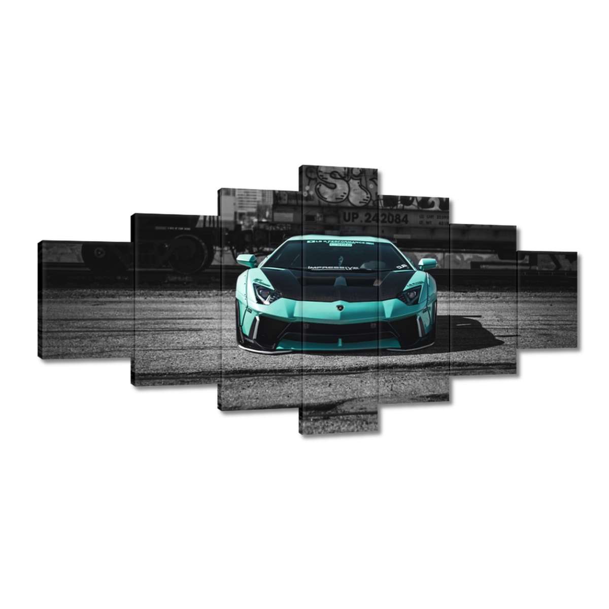 Obrazy 210x100 Tyrkysové Lamborghini