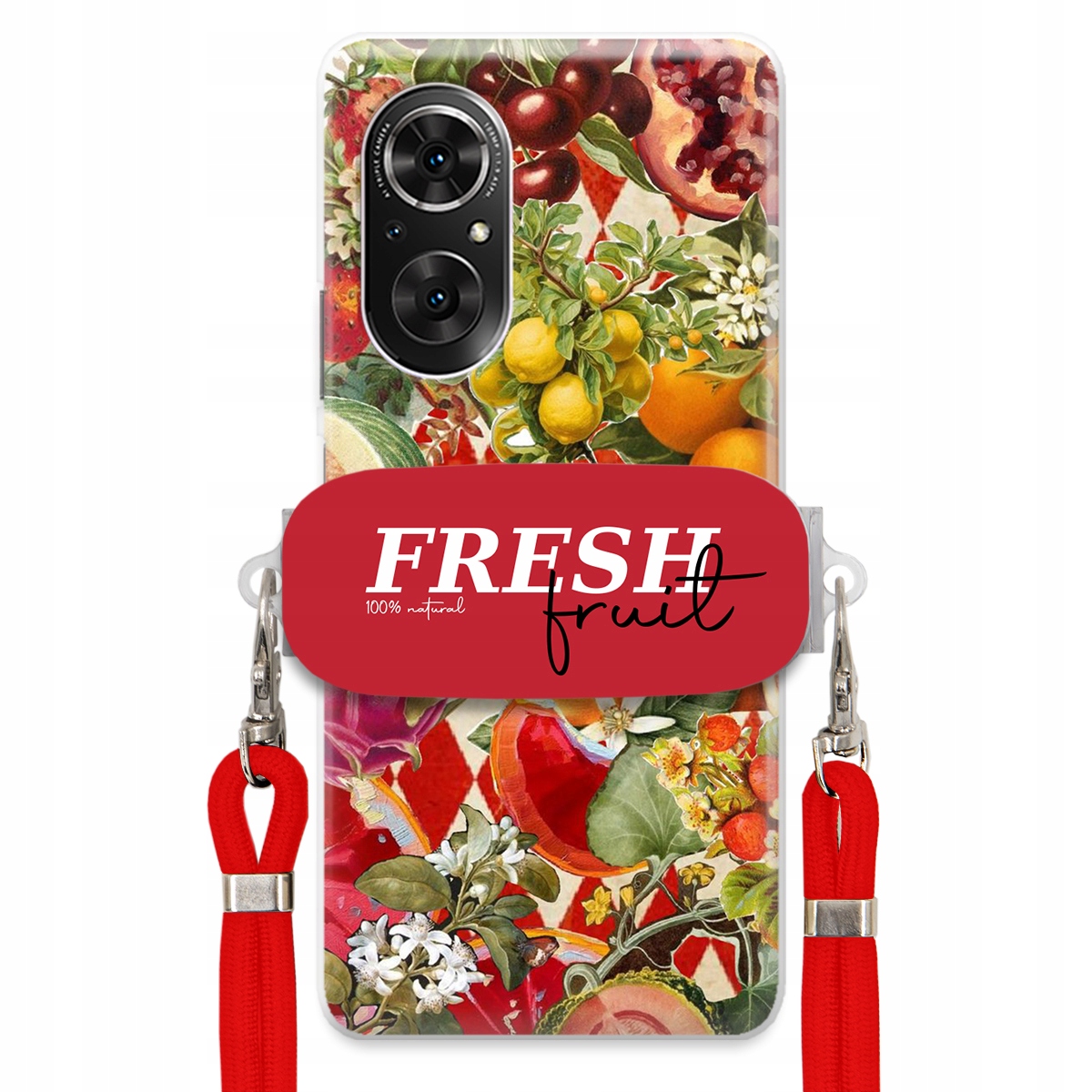 Puzdro pre Huawei Nova 9 Se Červená Crossbody šnúra držiak Fresh Fruit
