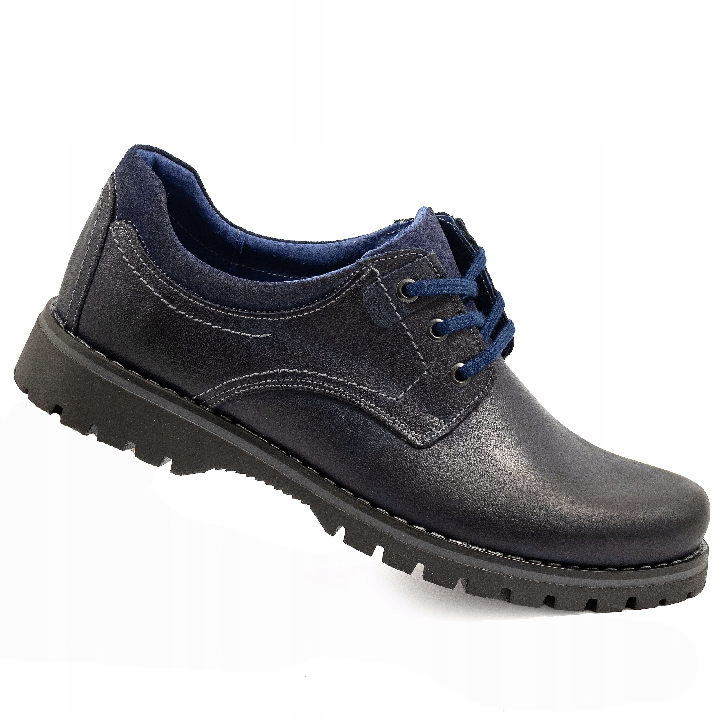 Pánské polobotky Trekingové trapery Kůže pohodlné šité 879 námořnická modrá 41