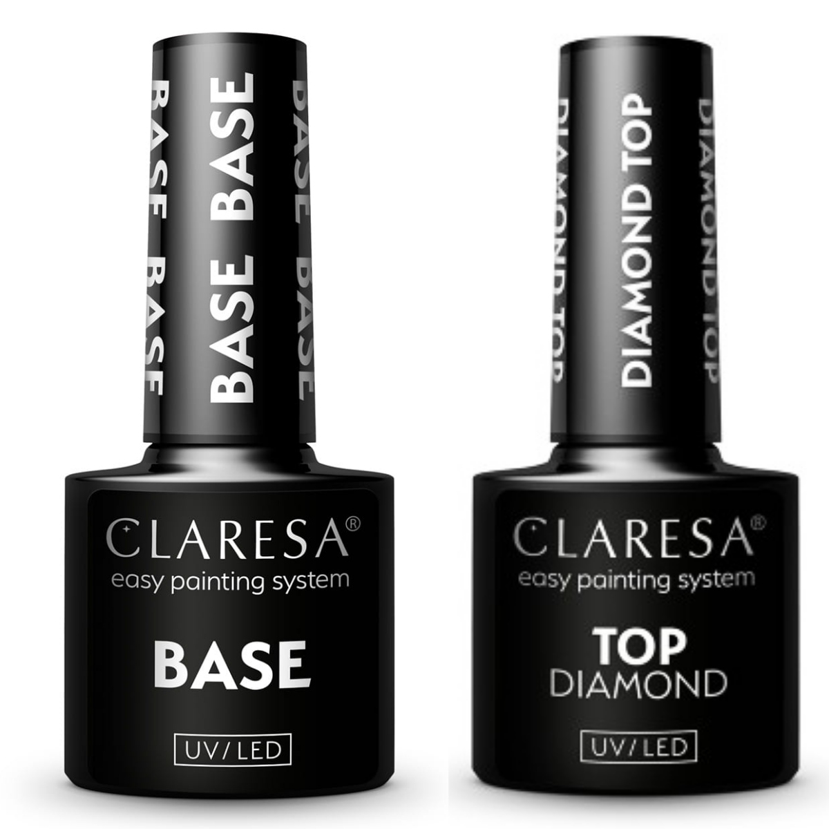 2X hybryda CLARESA BAZA hybrydowa base + TOP DIAMOND do paznokci NO WIPE