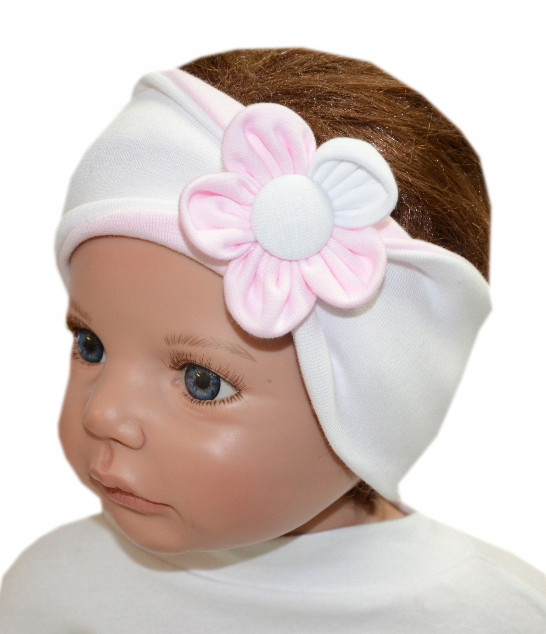 

Szeroka opaska Maja 44-51cm biały/róż