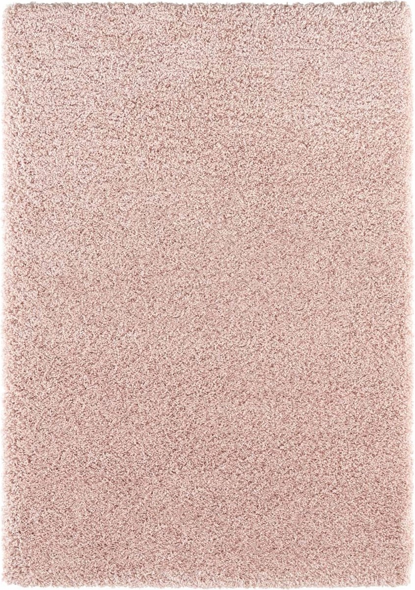 Růžový tlustý koberec shaggy do obývacího pokoje, jednobarevný vzor 160 x 230 cm