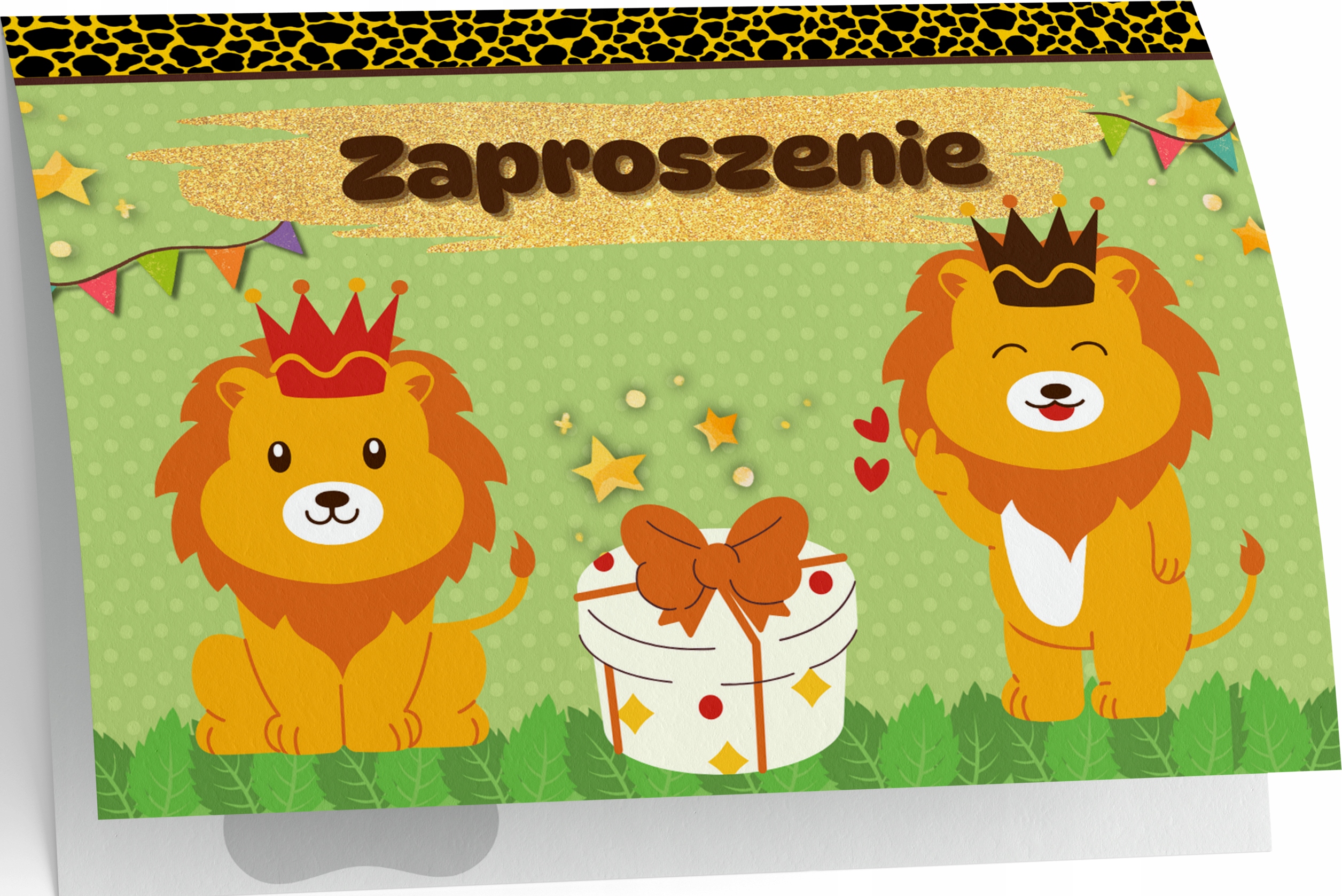 ZAPROSZENIE ANIMOWANE LWY ZAPROSZANIA ZWIERZĘTA 20x15 cm