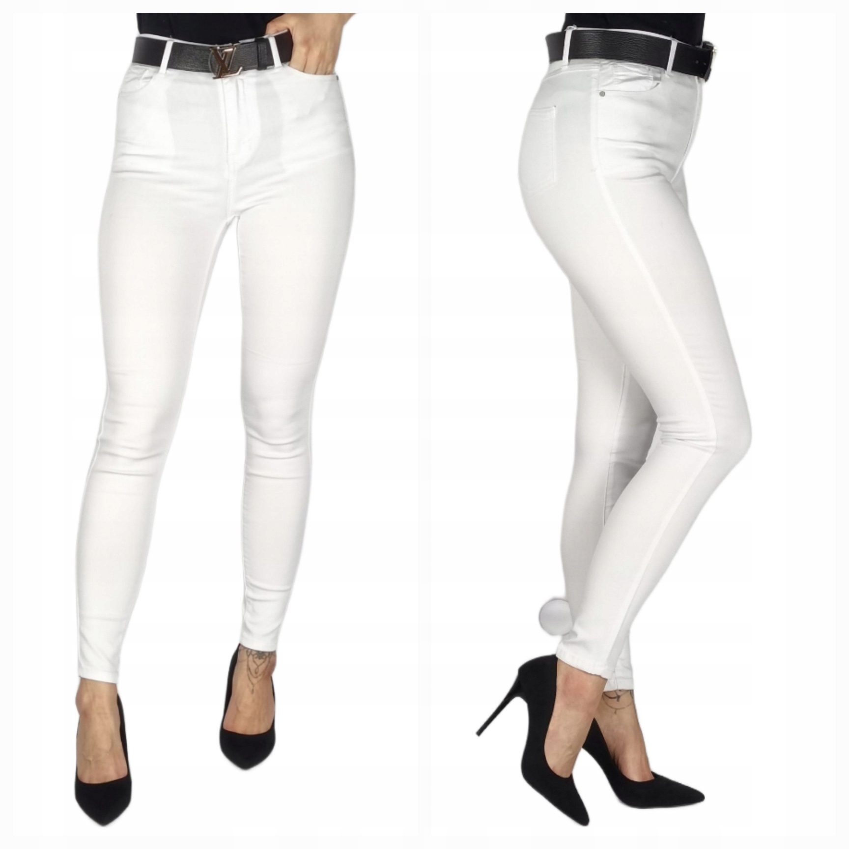 Spodnie Białe Goodies Z Wysokim Stanem Roz L