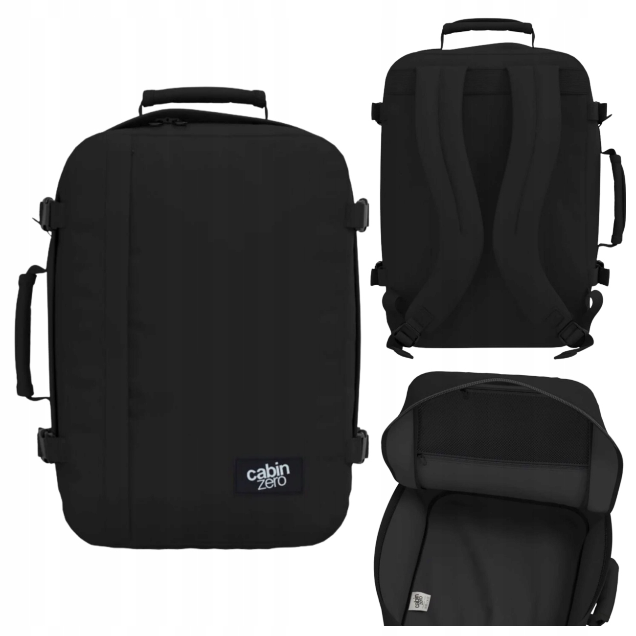Lehký 36l CabinZero CZ17 Absolute Black vodotěsný cestovní batoh