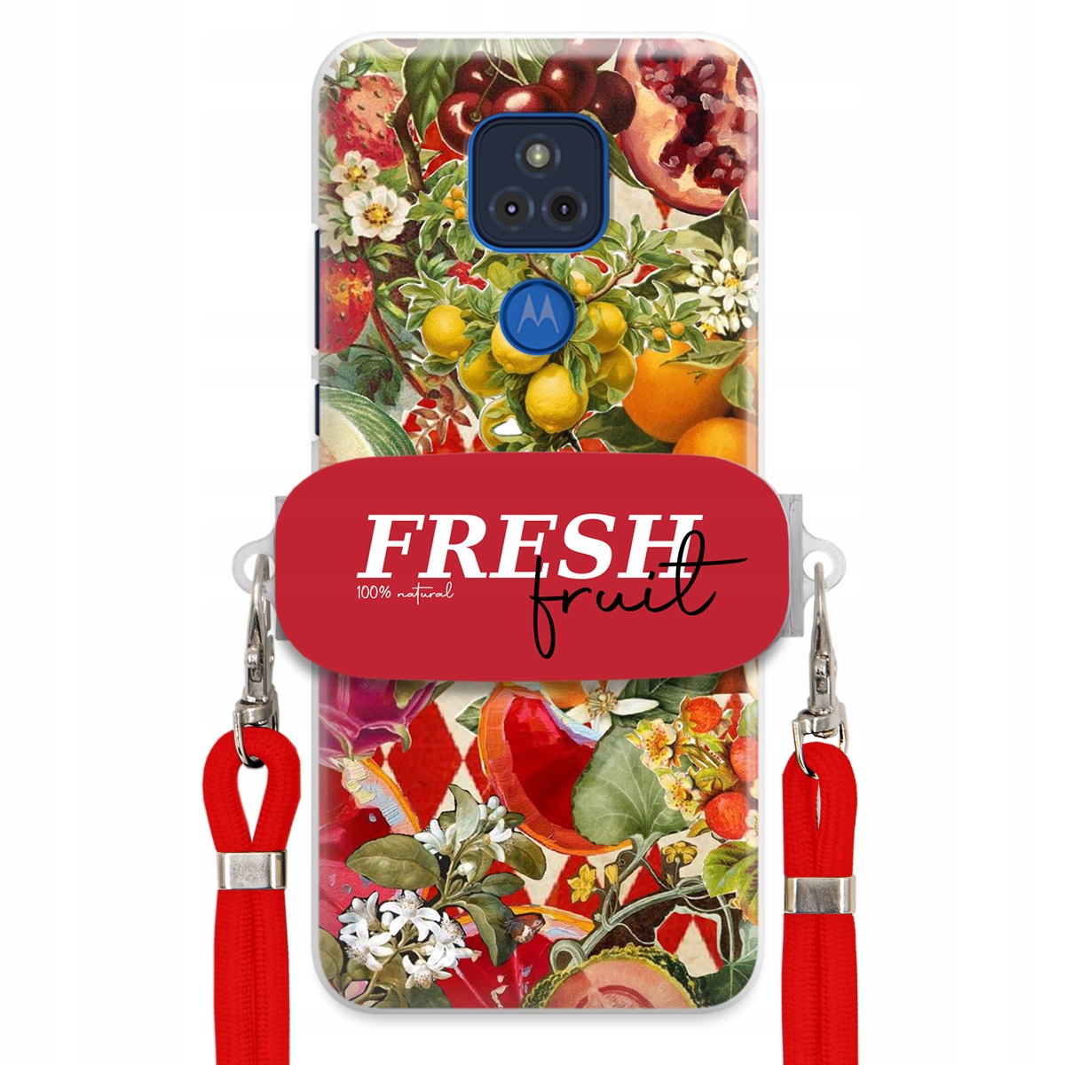 Pouzdro pro Motorola G Play 2021 Červené Crossbody vodítko Držák Fresh Fruit