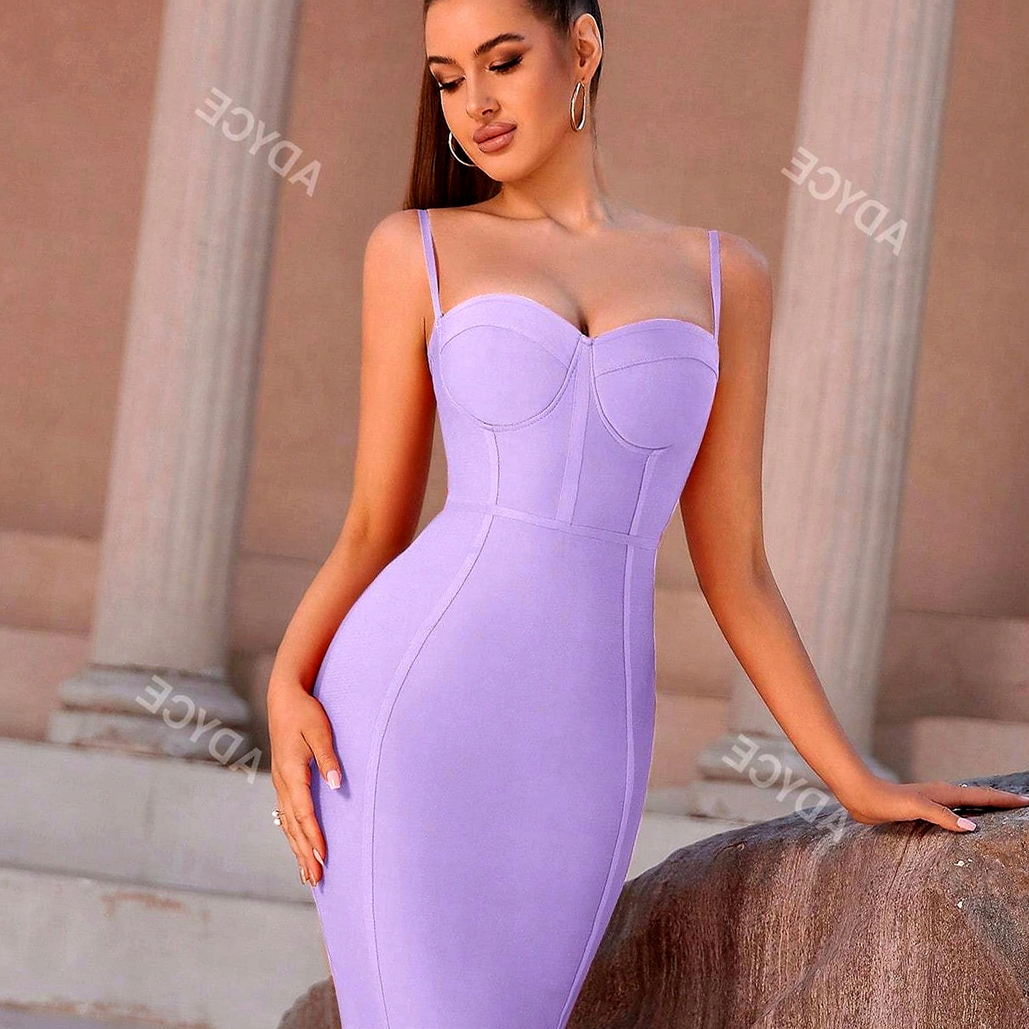 Šaty Bodycon Na Svatební Hostina S Korzetem Za Koleno Adyce Dámská Ramínka M 38