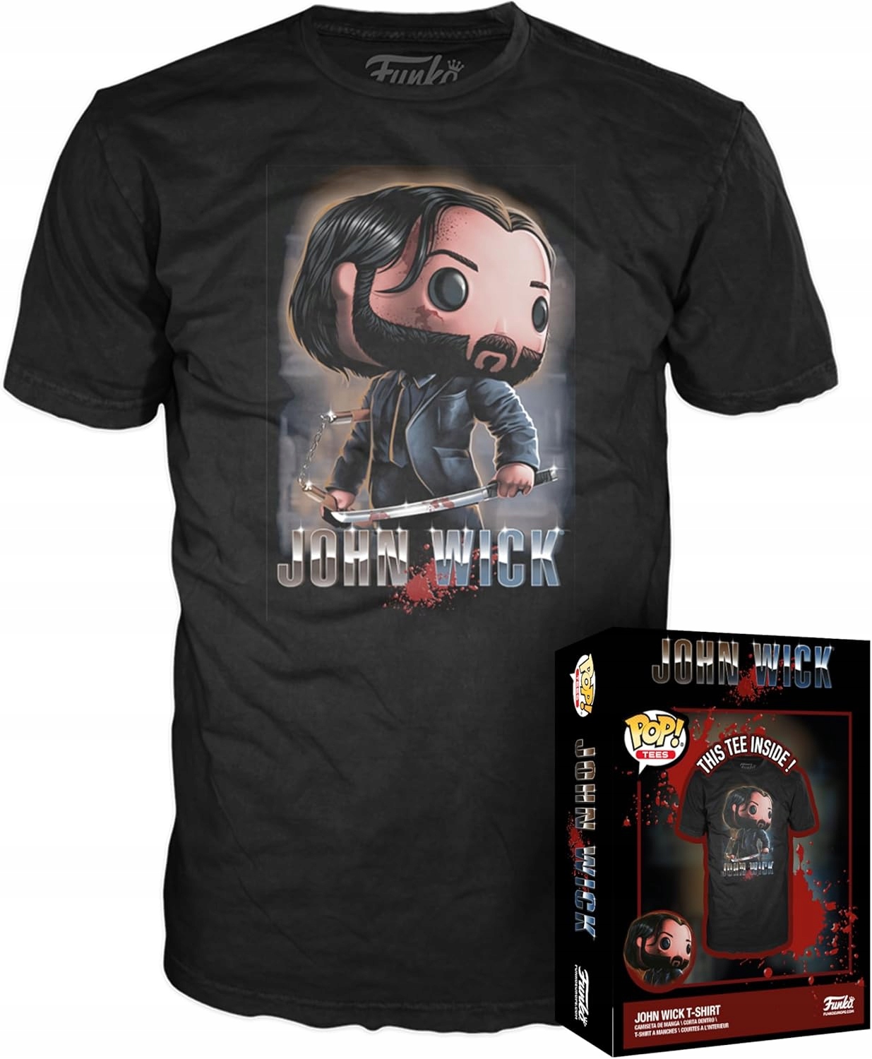 John Wick Chapter Two Tシャツ XL Koszulka Męska John Wick Typ2 - Kolor: Biała, Rozmiar: 3XL