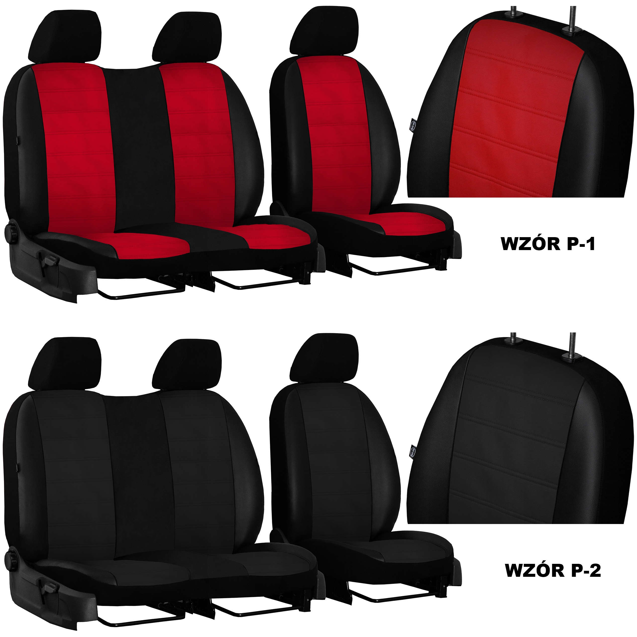 SKÓRZANE POKROWCE MIAROWE DO RENAULT MASTER 3 2+1 Kolor beżowy brązowy czarny czerwony szary