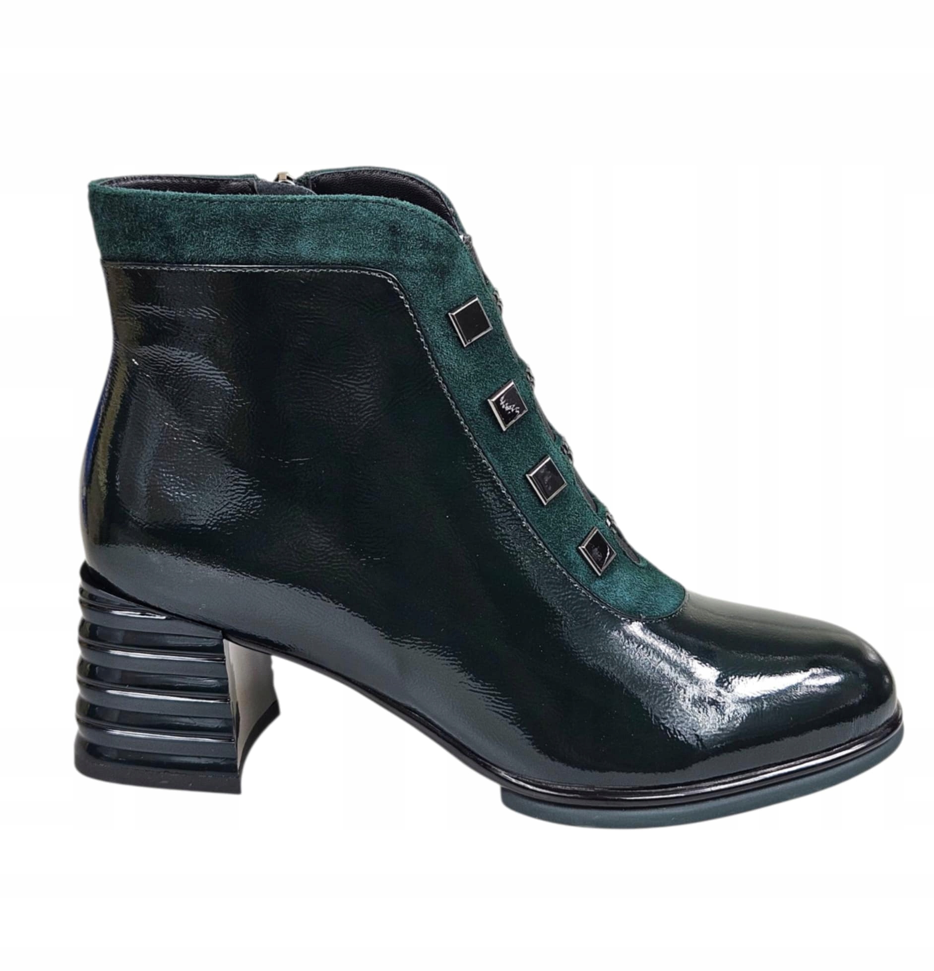 Kotníkové boty Loretta Vitale Kotníkové Boty C3890, zelená lakovaná kůže, vel. 38