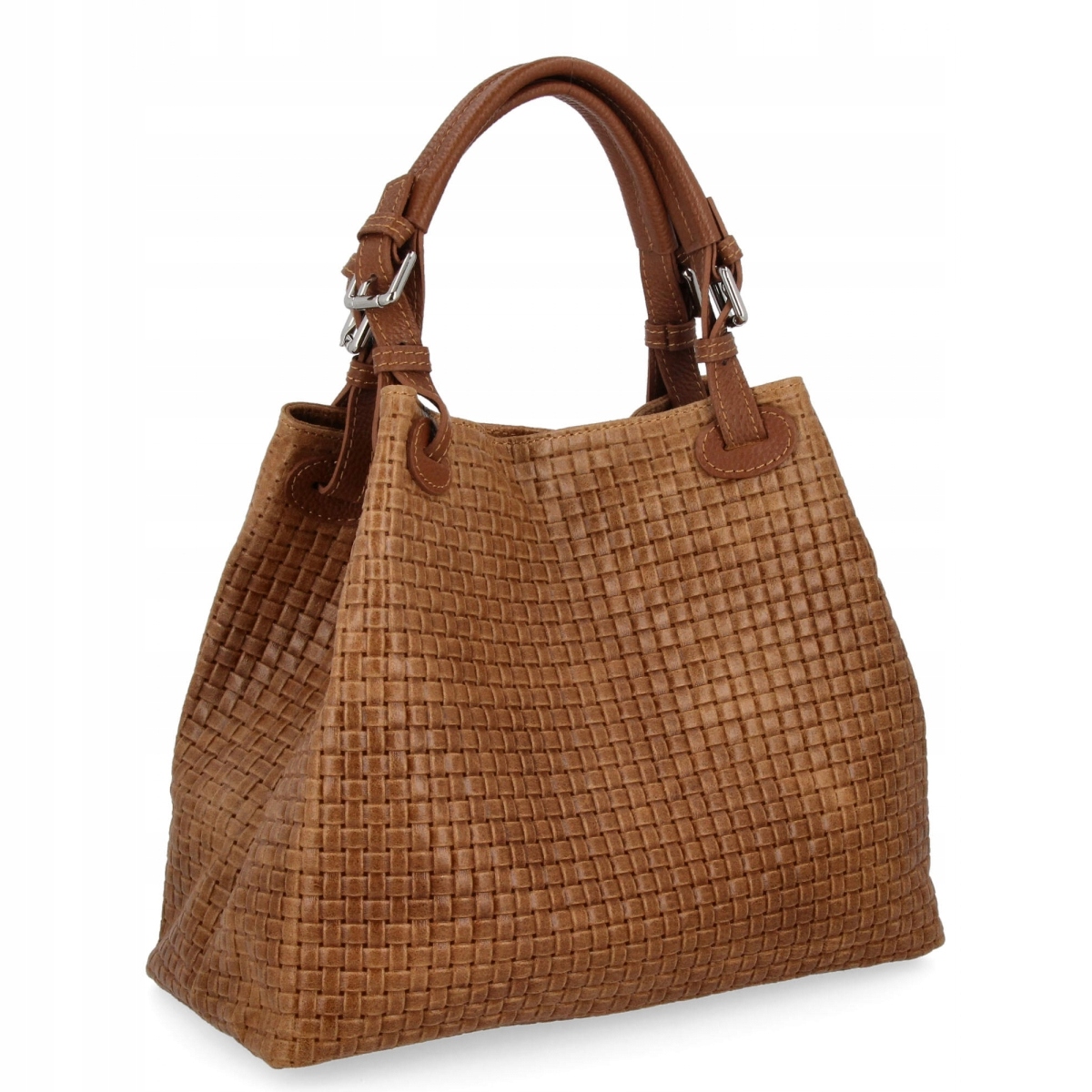 Módní kožená kabelka Shopper Bag 2269-J Červená