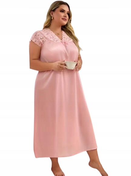 Dlouhá Košile Noční Příjemná Jako Hedvábný Milanez Krajková Horní Část 1XL