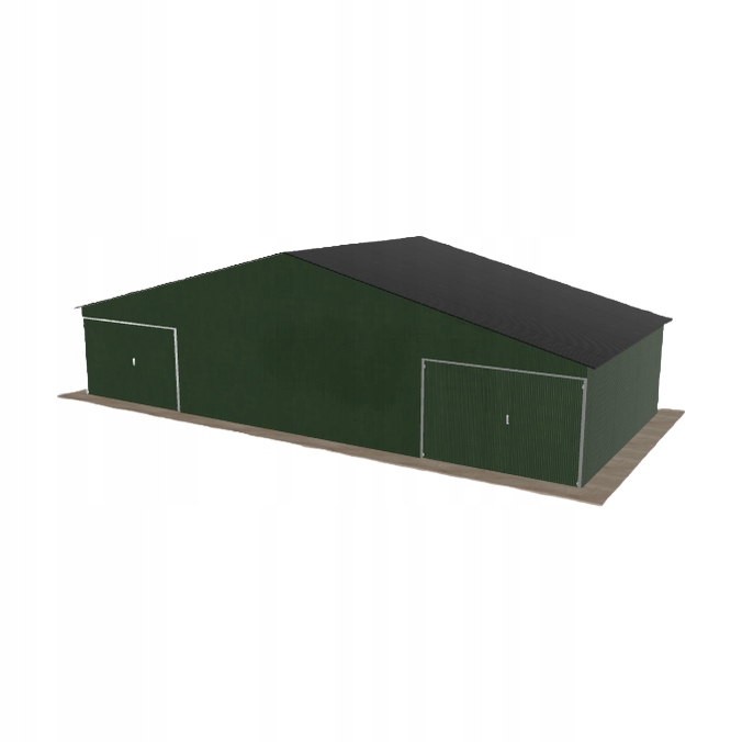 Plechová garáž 12x5.5 m dvoupolohová, dvoupolohová, zelená
