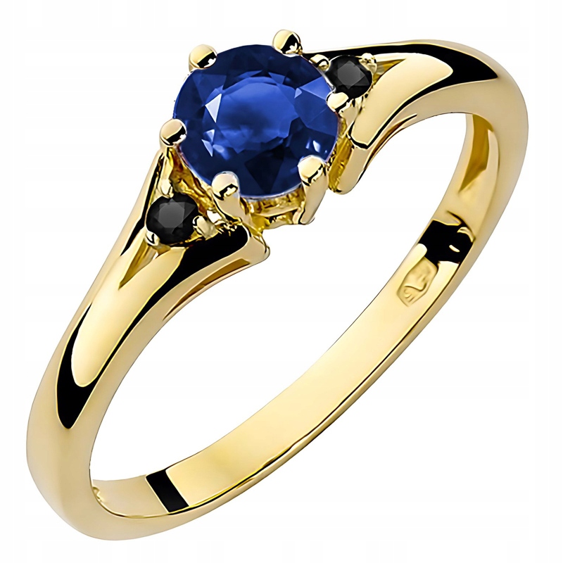 Zlatý Prstýnek pr. 585 s brilianty 0,029 ct a safírem 0,50 ct 14k
