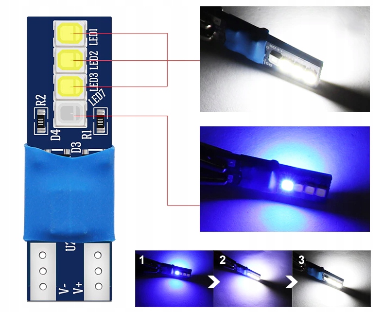 W5W/T10 -Dual COLOR! Blue+White! Dwukolorowe! Producent Inny