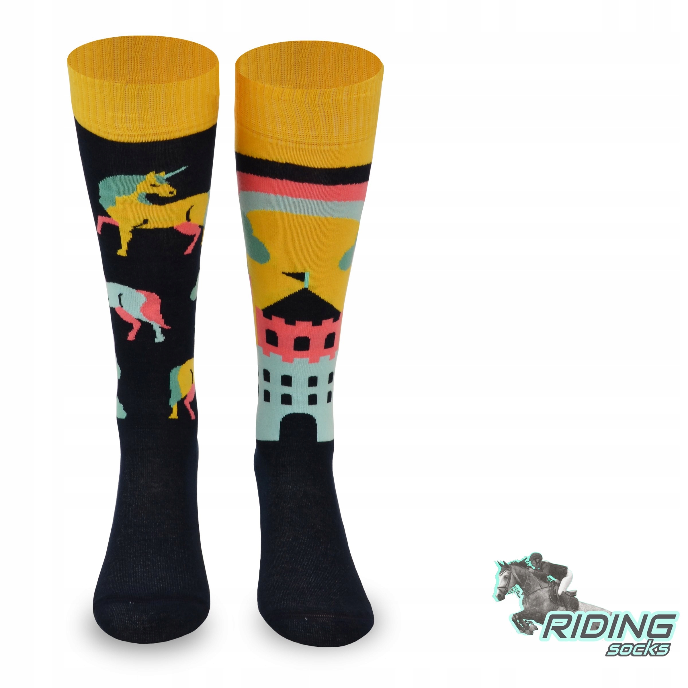 Długie skarpety jeździeckie na konie w jednorożce Rozmiar 39-42