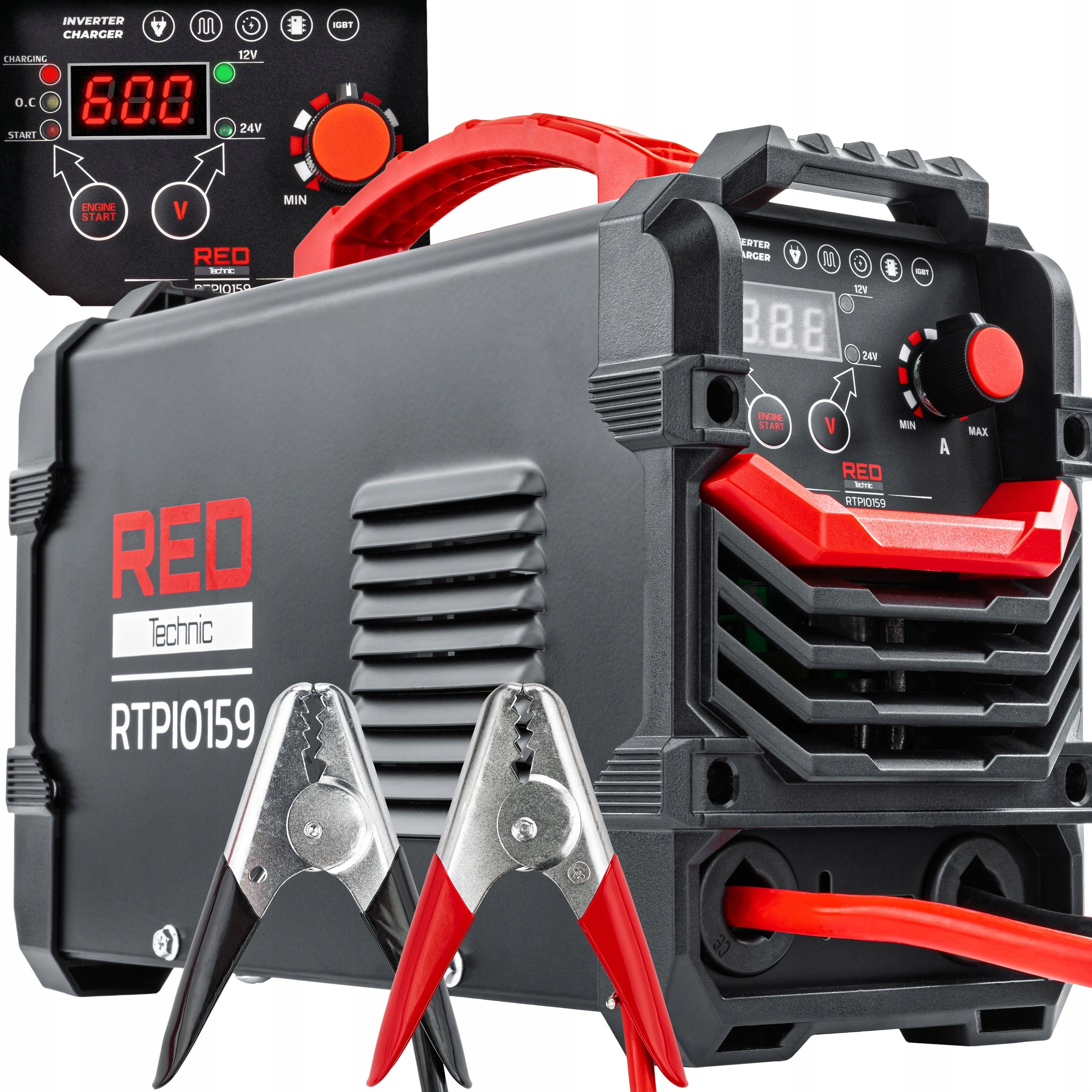 Prostownik Inwertorowy Akumulatorowy Z Rozruchem 600A 12/24V Ładowarka 90A