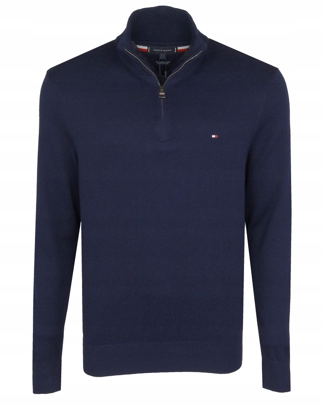 Tommy Hilfiger pánský svetr, částečně rozepínací s kašmírem, modrý, XXL