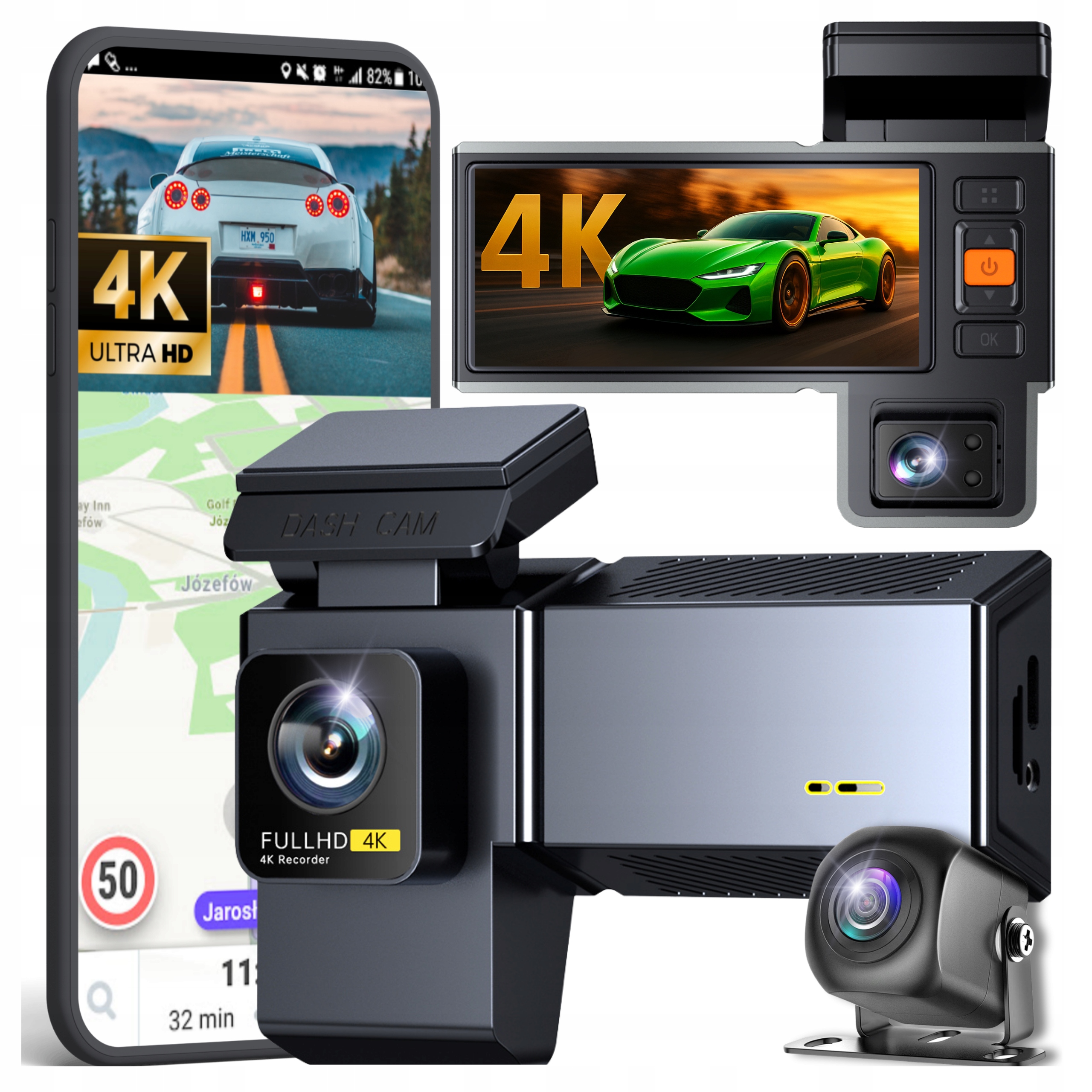 Automobilová Kamera Videorekordér 3 Videokamery Záznamník Jízdy 4K Pl