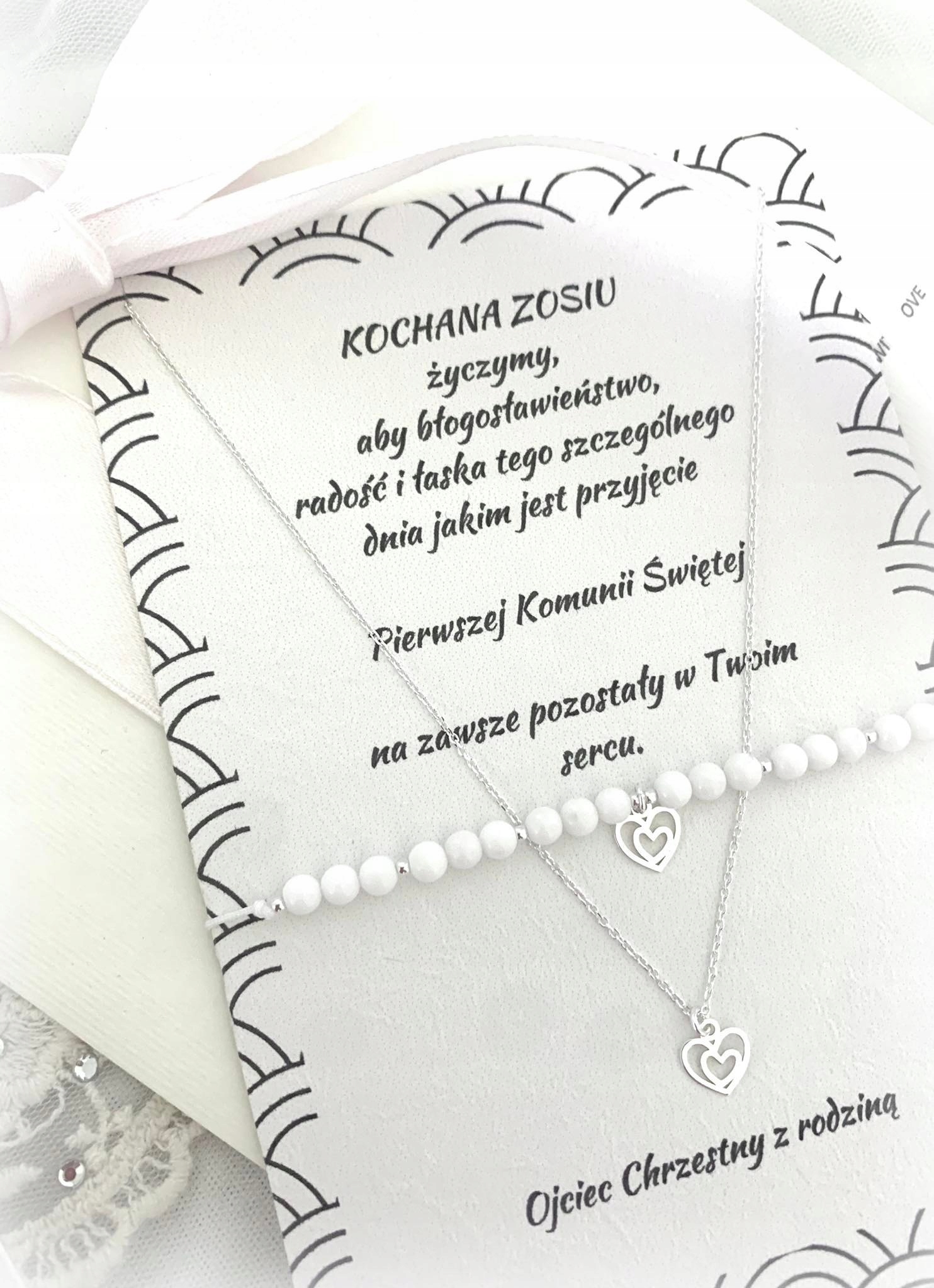 Suvenýr přijímání, křtu náramek a řetízek Srdce stříbro Váš Text