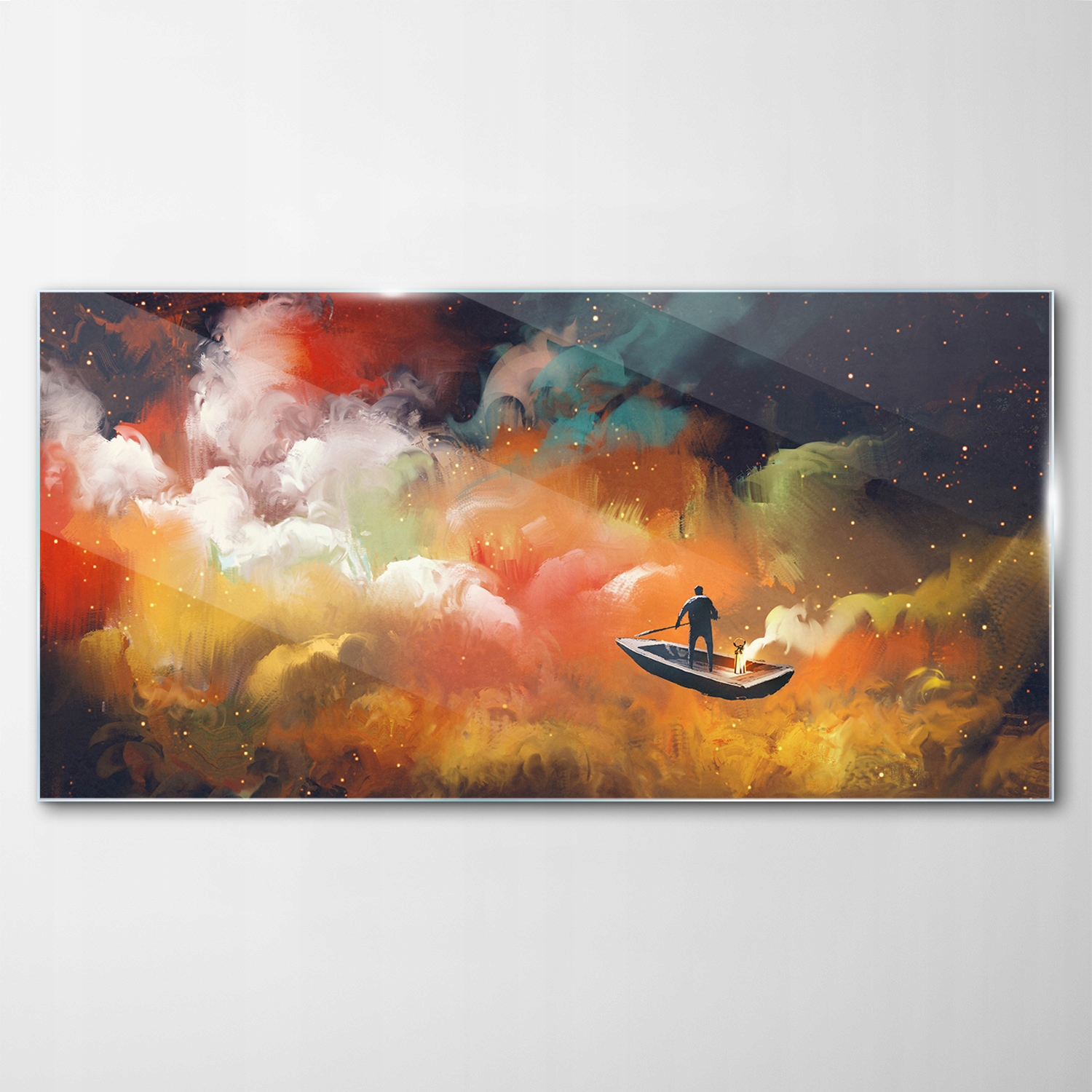 Obraz na skle Dekor Človek Námorná Loď Vesmír 140x70