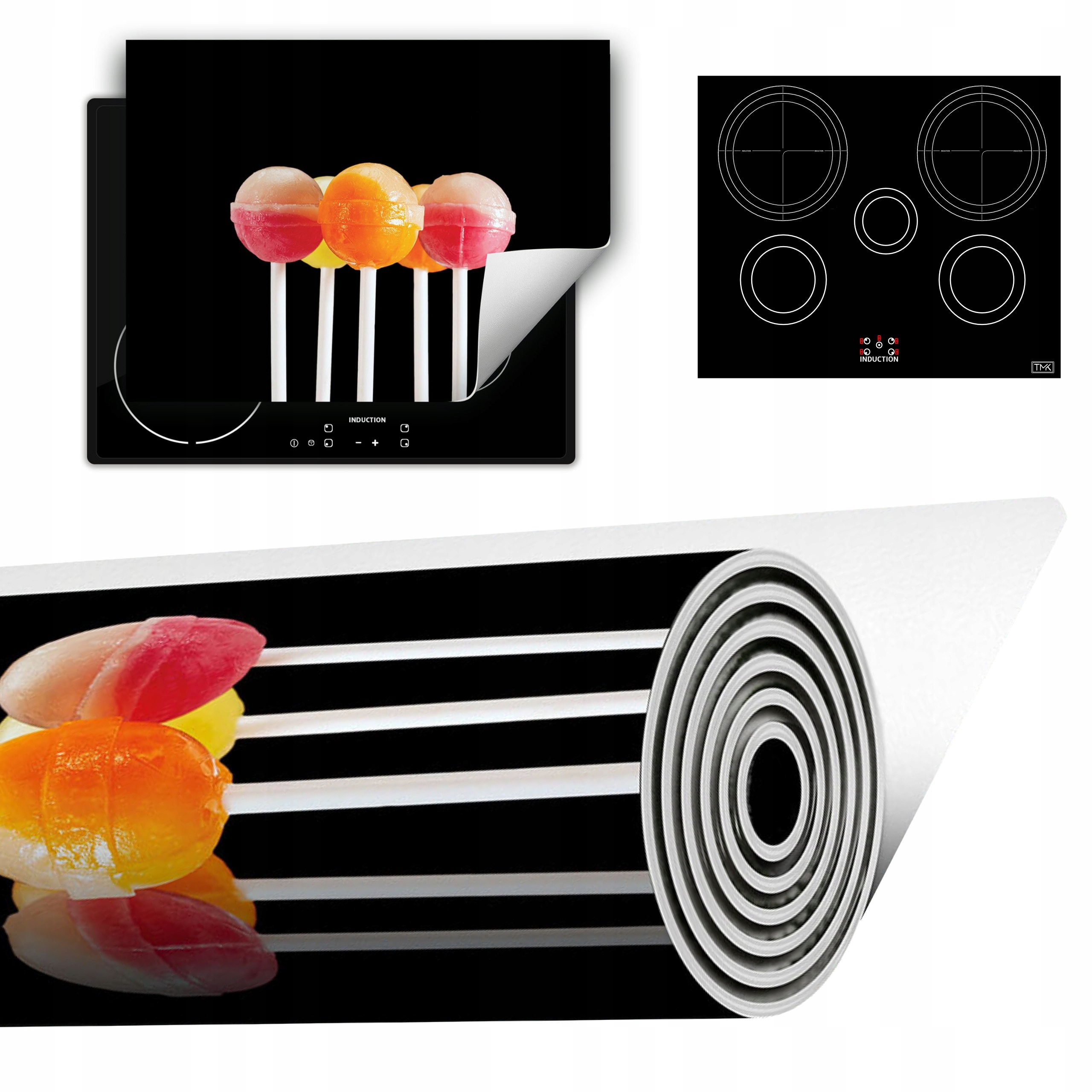 Vinylová Podložka Do Kuchyně Více Místa 70x52 černá lízátko